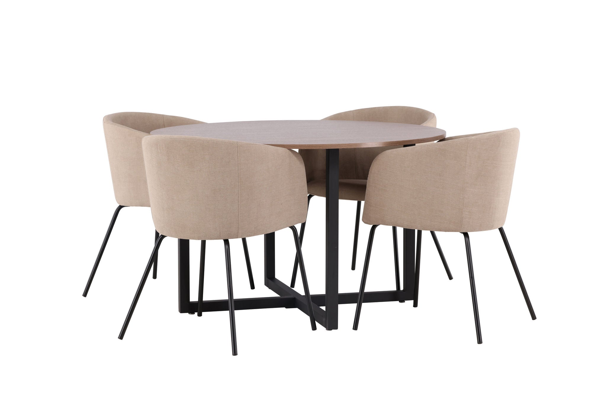 Venture Home Durango spisebord - Black / Walnut MDF +Berit stol - Black / Beige Fabric (Polyester linen ) _4