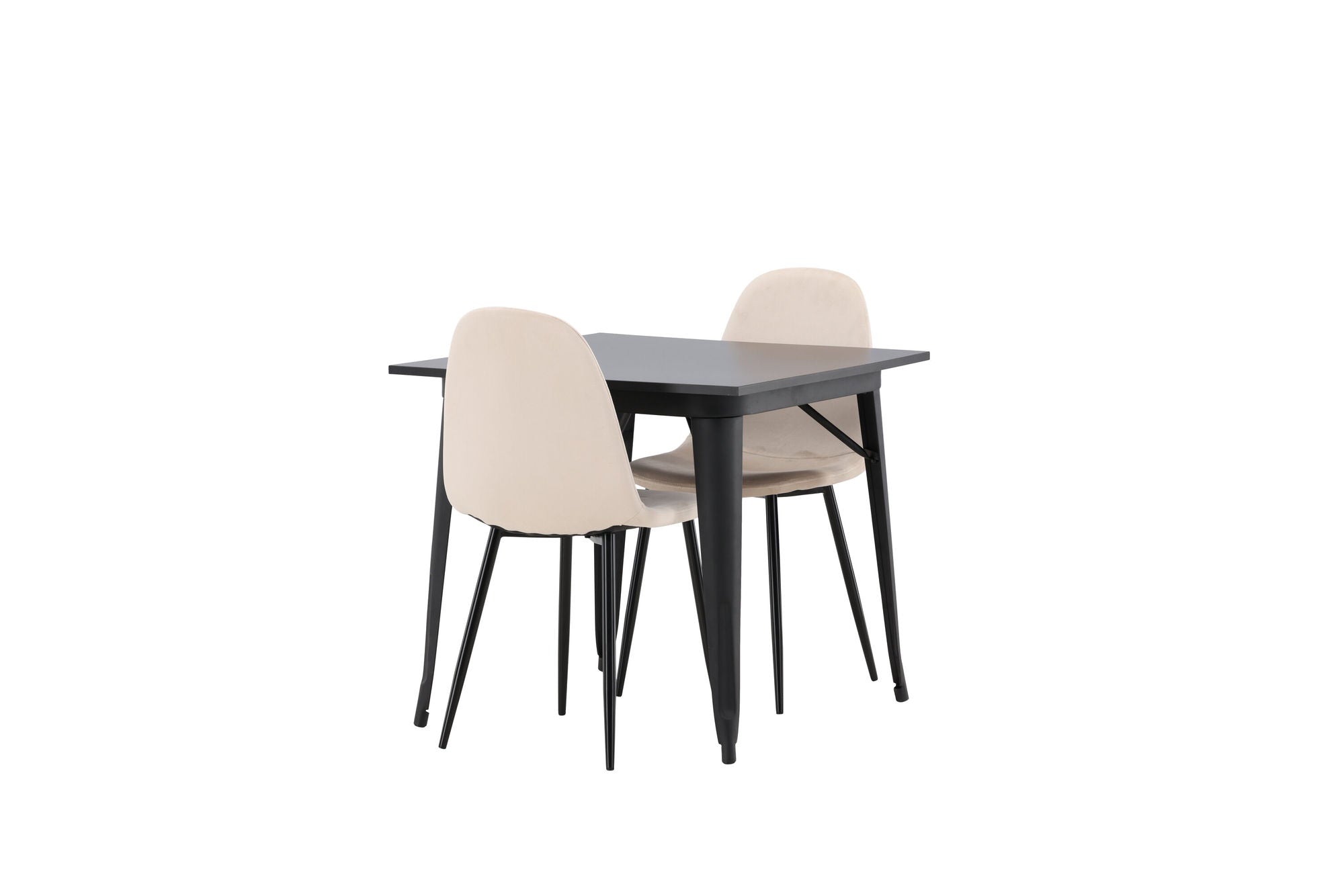 Venture Home Tempe spisebord - Black / Black MDF +Polar Spisebordsstol - Black legs / Beige Velvet _2