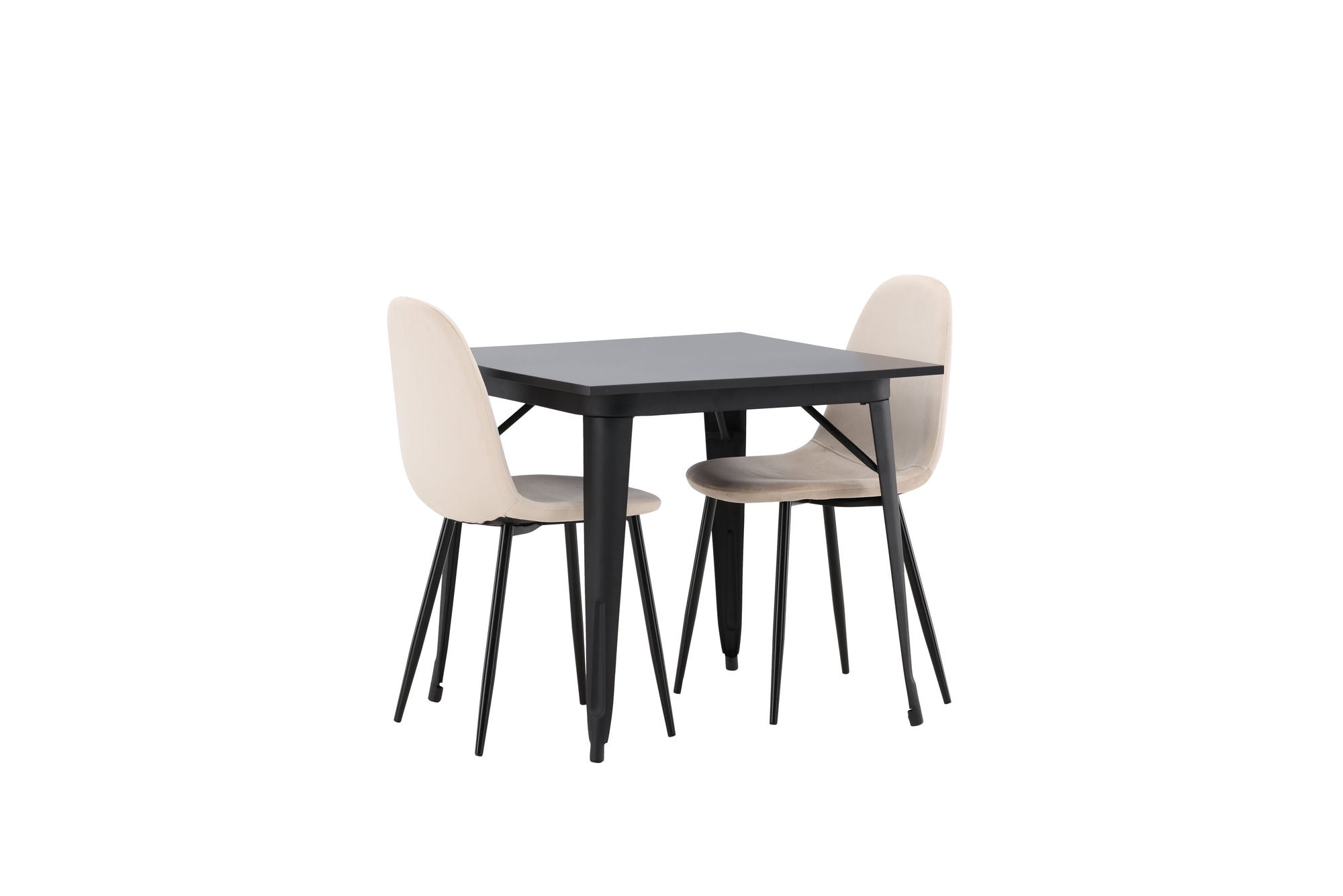 Venture Home Tempe spisebord - Black / Black MDF +Polar Spisebordsstol - Black legs / Beige Velvet _2