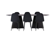 Venture Home Bootcut Oval spisebord - Black / Black Fanéer +Polar Spisebordsstol - Black legs / Black Velvet _6