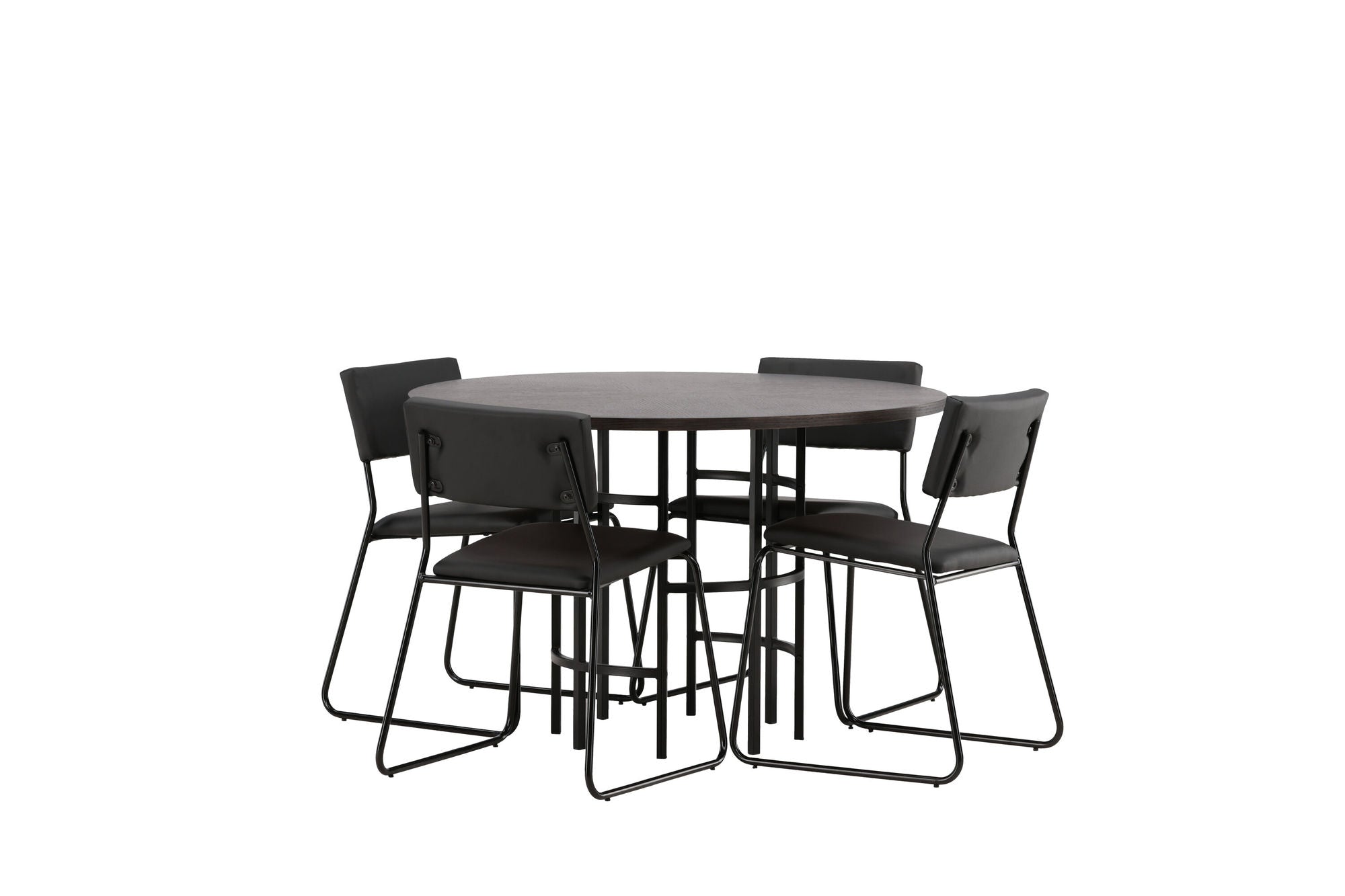 Venture Home Copenhagen spisebord - Black / Mocca Veneer +Kenth stol - Black / Black PU _4