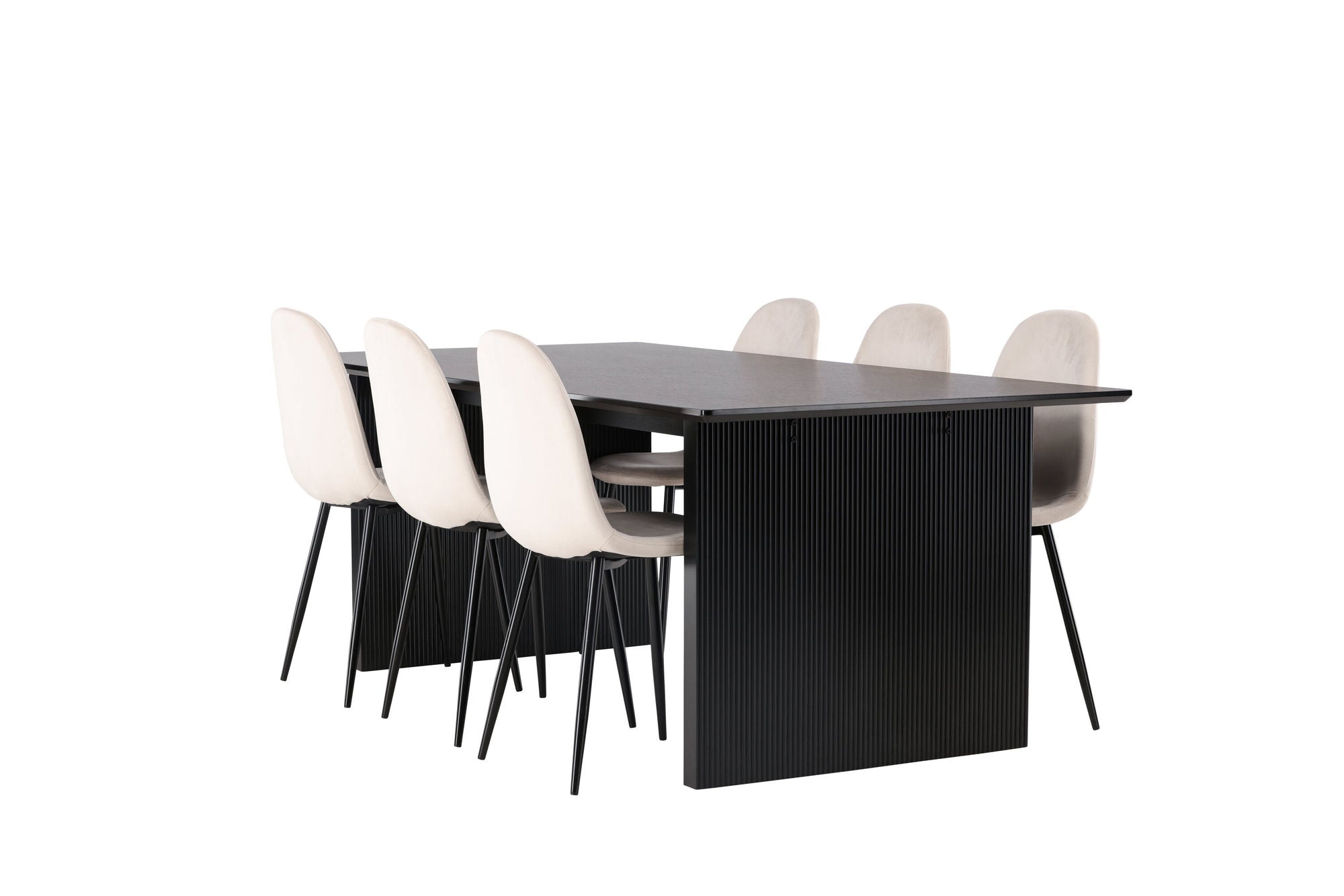 Venture Home Vail spisebord - Black / Smoked Black MDF +Polar Spisebordsstol - Black legs / Beige Velvet _6