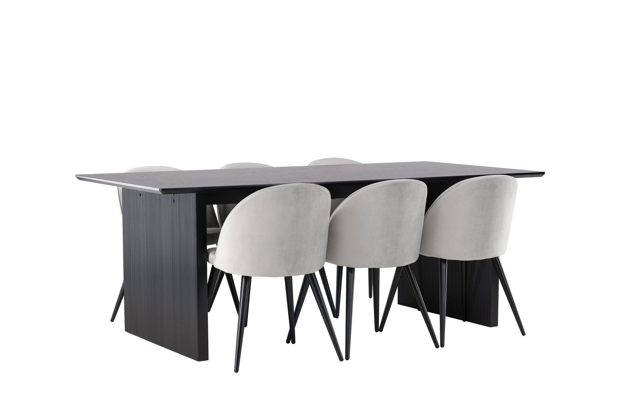 Venture Home Vail spisebord - Black / Smoked Black MDF +Velvet Spisebordsstol - Light Grey / Black _6