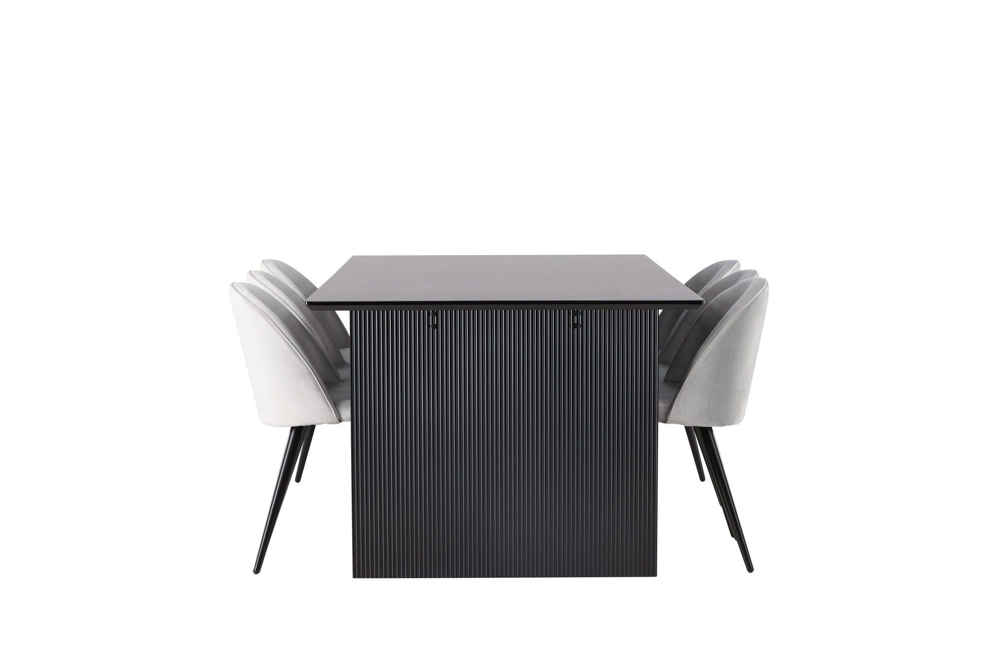 Venture Home Vail spisebord - Black / Smoked Black MDF +Velvet Spisebordsstol - Light Grey / Black _6
