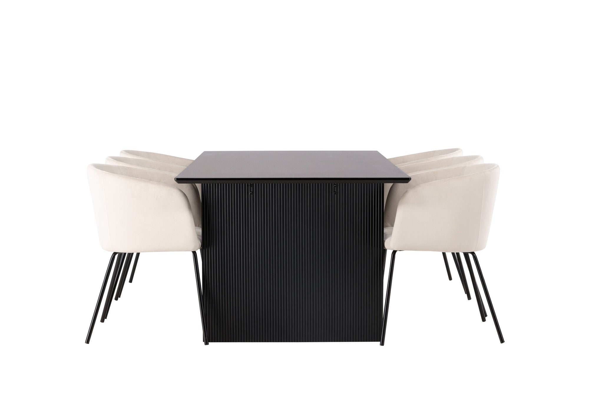 Venture Home Vail spisebord - Black / Smoked Black MDF +Berit stol - Black / Beige Velvet _6