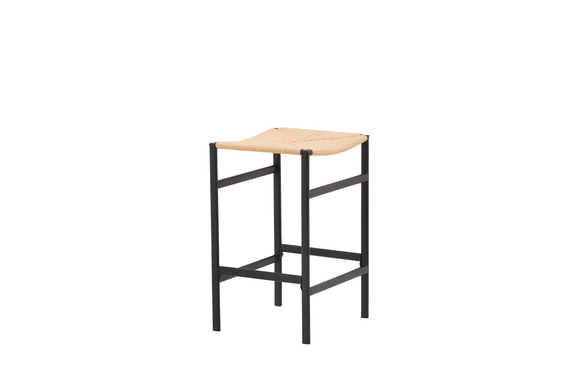 Venture Home Polly Bar stol 2-pack - Black / Nature Rubberwood , Seat Rope