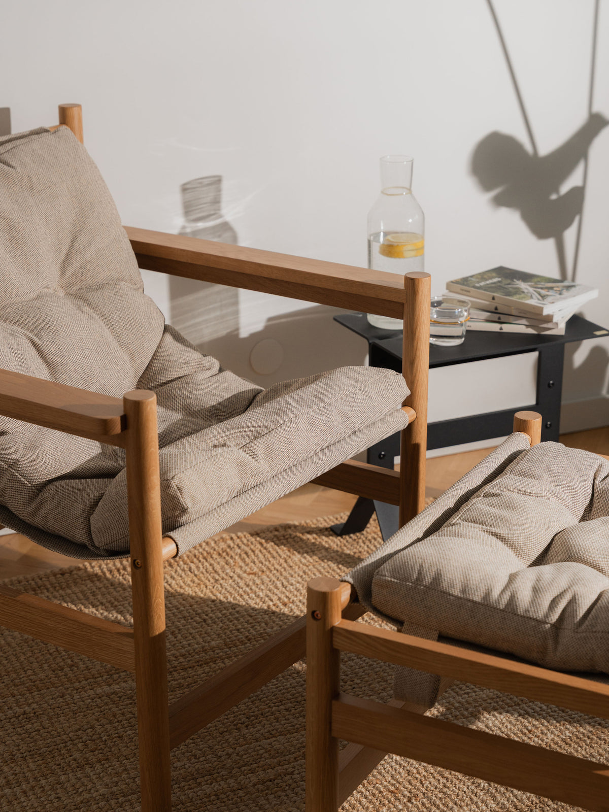 Heritage lænestol/fodskammel natur/beige