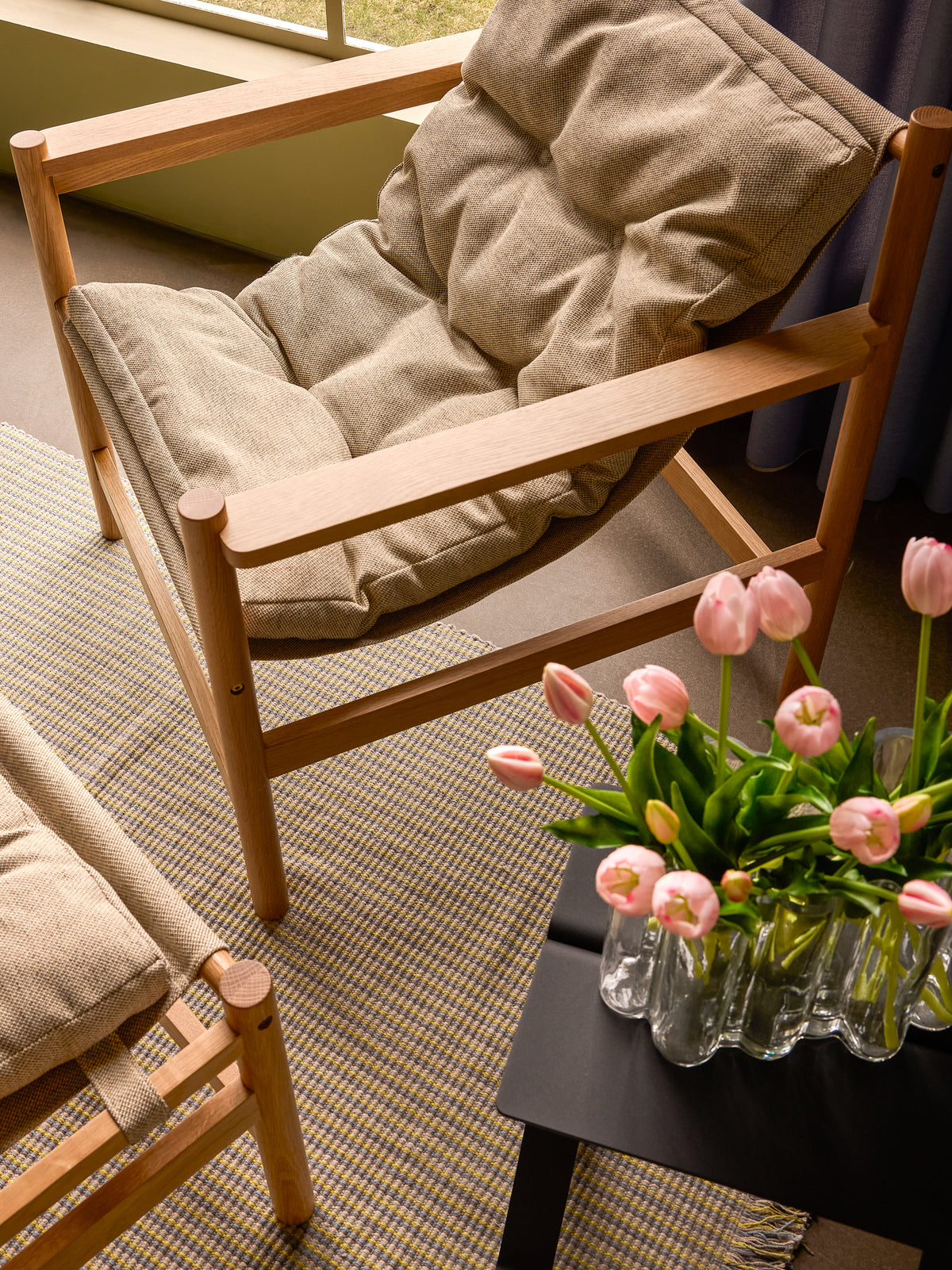 Heritage lænestol/fodskammel natur/beige