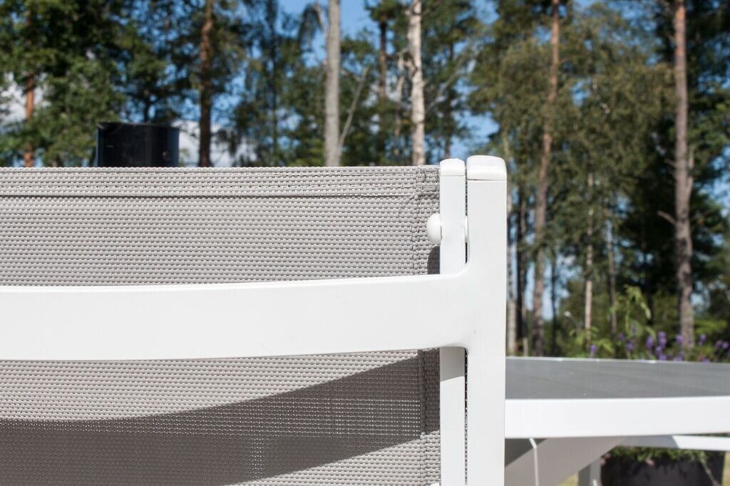 Venture Home Parma spisebord ø140 - White Alu / Grey Aintwood+Copacabana Arm stol (stacka