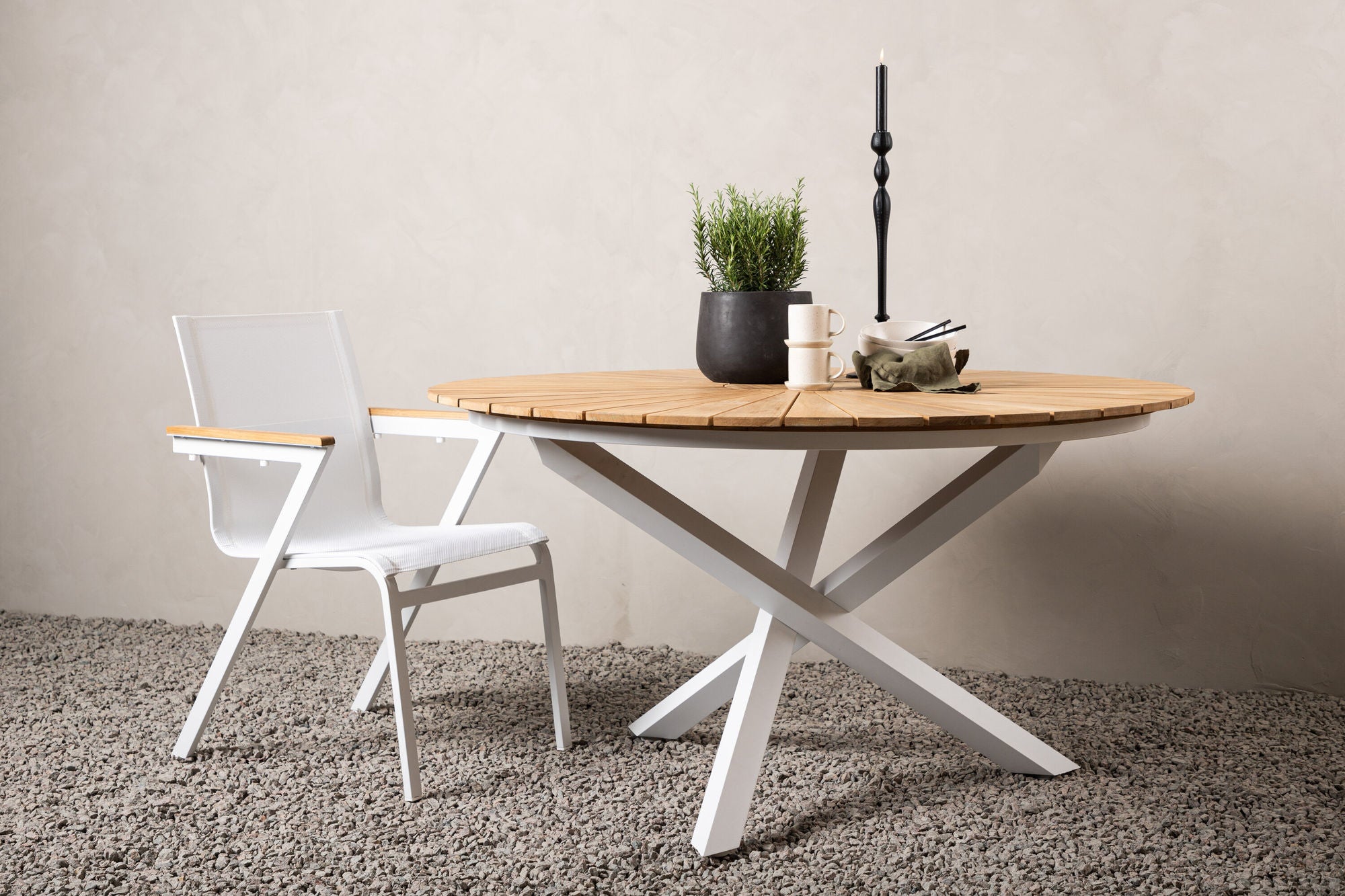 Venture Home Mexico bord ø 140 - White/Teak