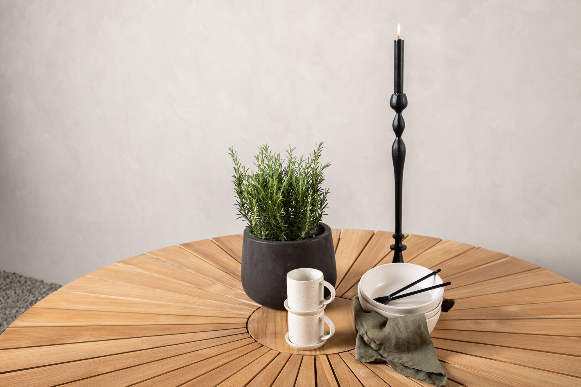Venture Home Mexico bord ø 140 - White/Teak