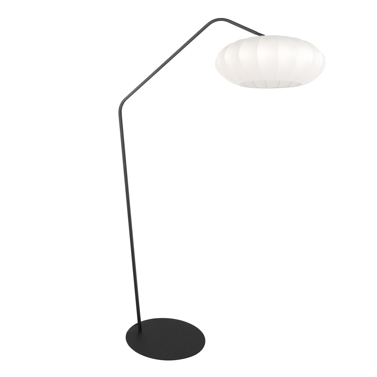 Sort gulvlampe Zig-Zag 4249ZW med hvid lampskærm i silke – Unikt design og funktionel brug