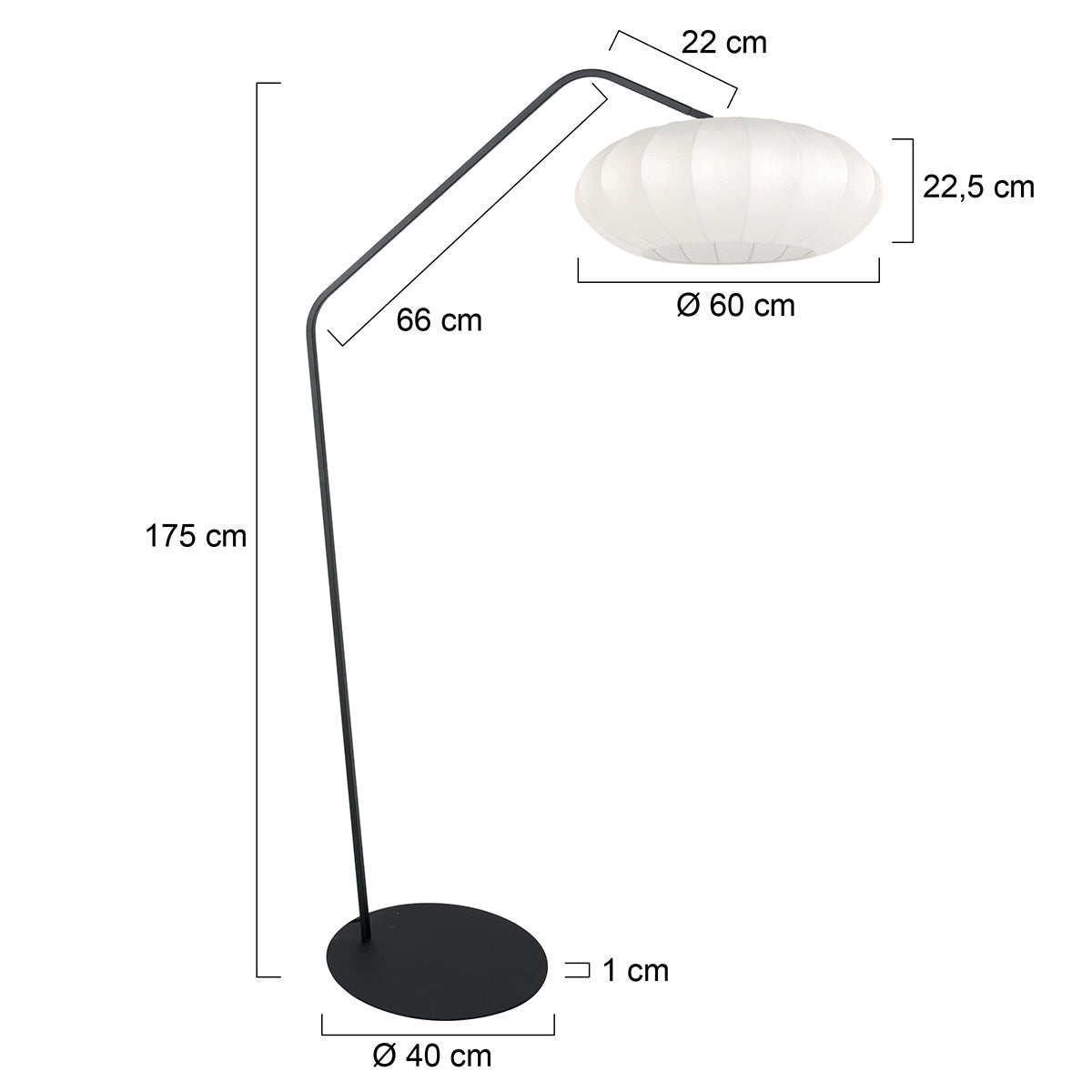 Sort gulvlampe Zig-Zag 4249ZW med hvid lampskærm i silke – Unikt design og funktionel brug