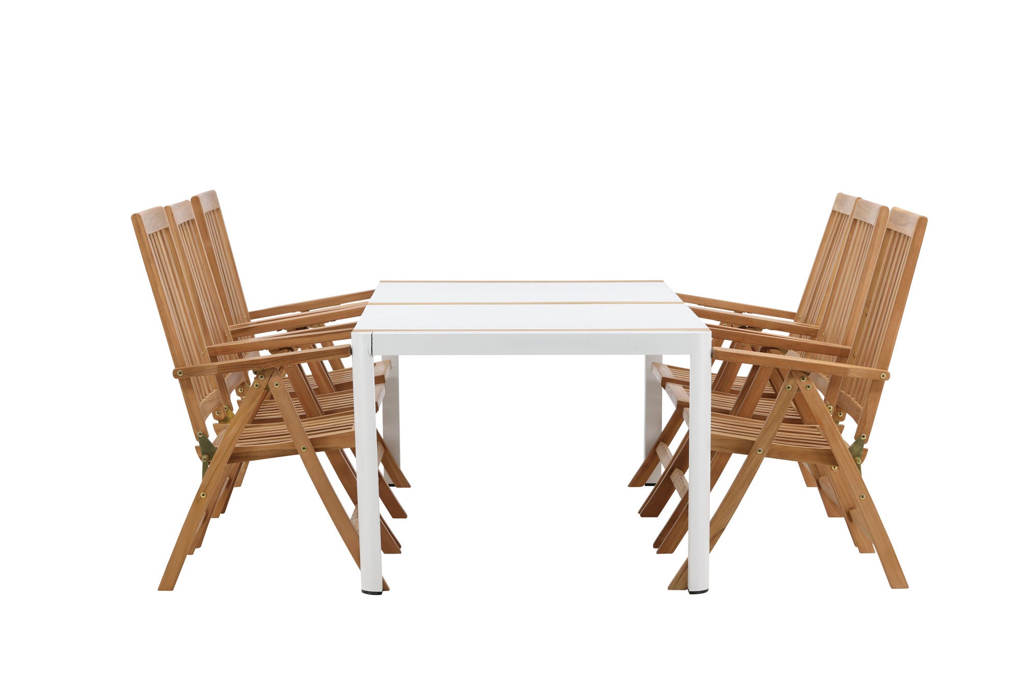 Venture Home Togo - spisebord- White / Teak - Allu / Teak - 200*100 _1+ Kenya 5-position Folding stol - Teak _6