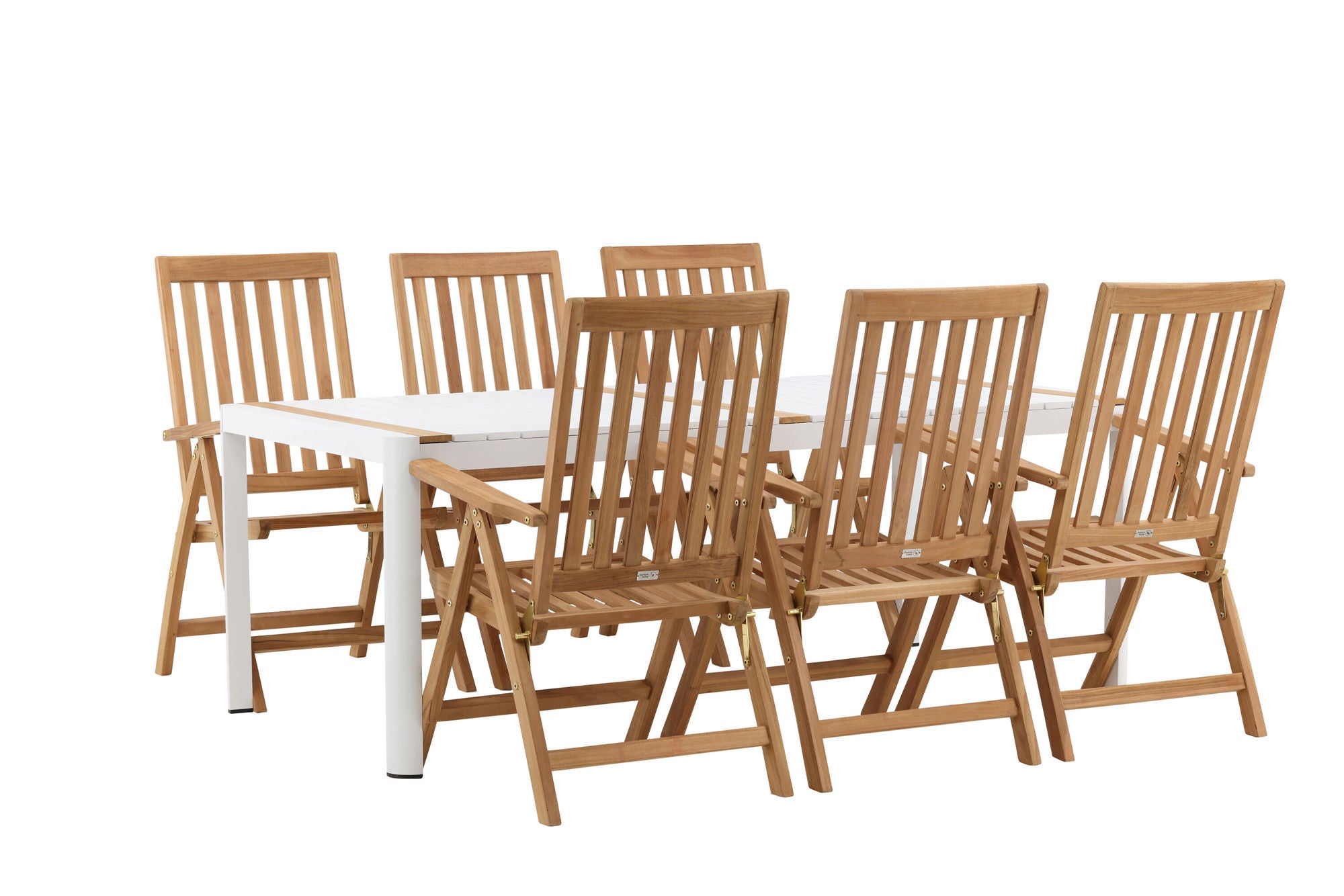 Venture Home Togo - spisebord- White / Teak - Allu / Teak - 200*100 _1+ Kenya 5-position Folding stol - Teak _6