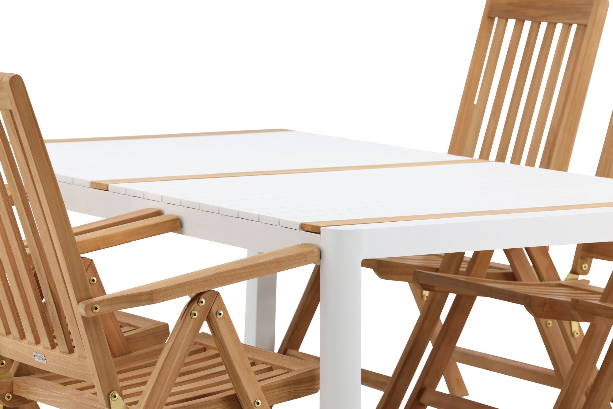 Venture Home Togo - spisebord- White / Teak - Allu / Teak - 200*100 _1+ Kenya 5-position Folding stol - Teak _6