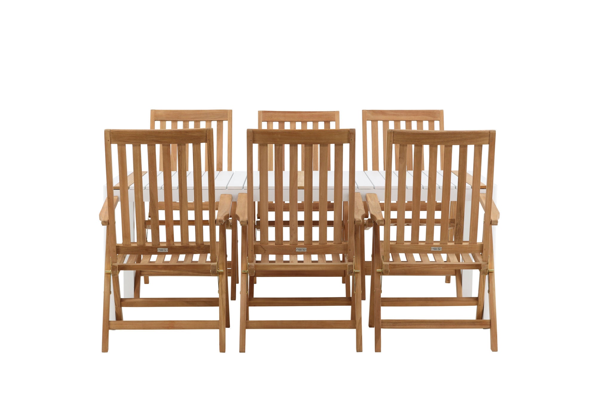 Venture Home Togo - spisebord- White / Teak - Allu / Teak - 200*100 _1+ Kenya 5-position Folding stol - Teak _6