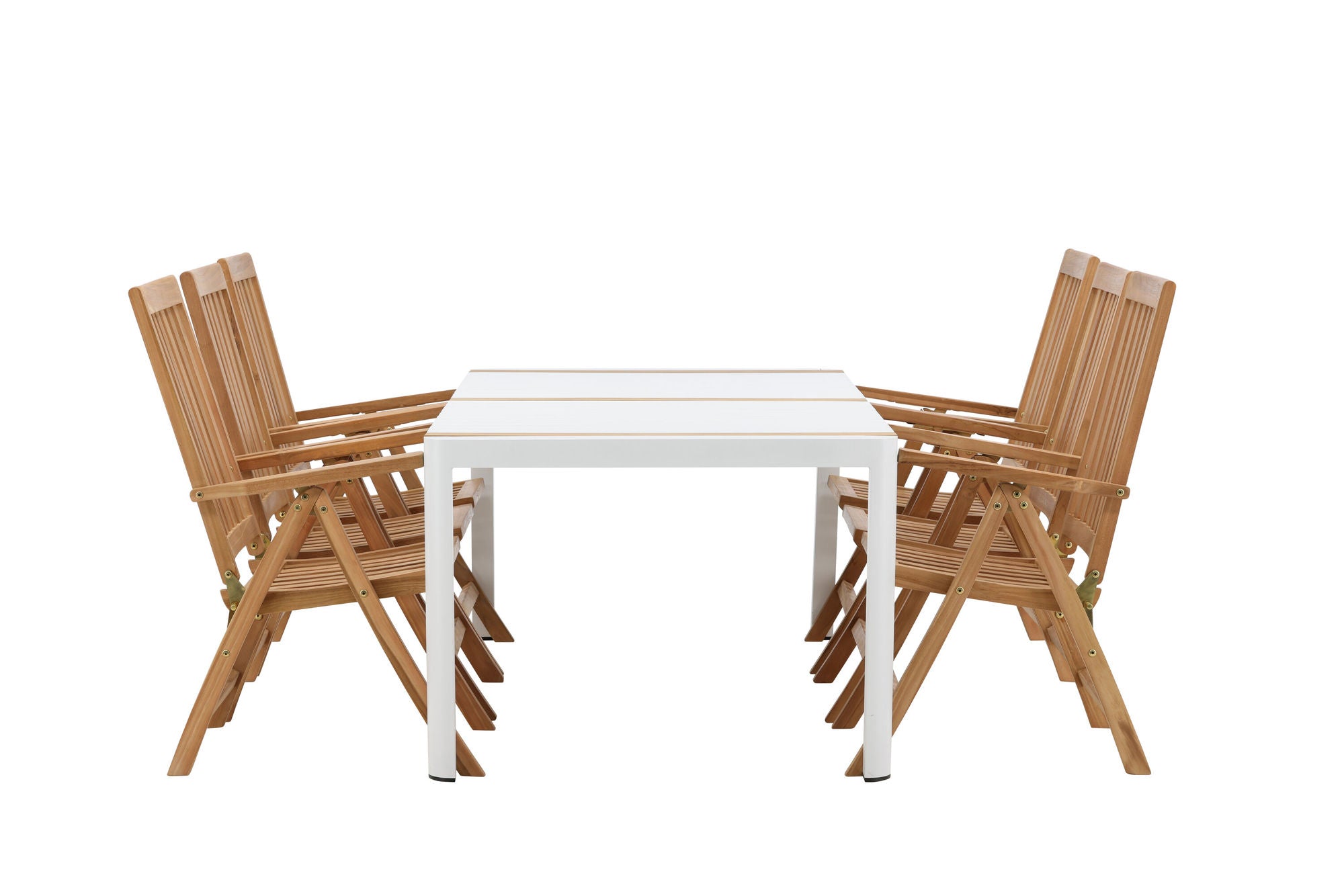 Venture Home Togo - spisebord- White / Teak - Allu / Teak - 200*100 _1+ Kenya 5-position Folding stol - Teak _6