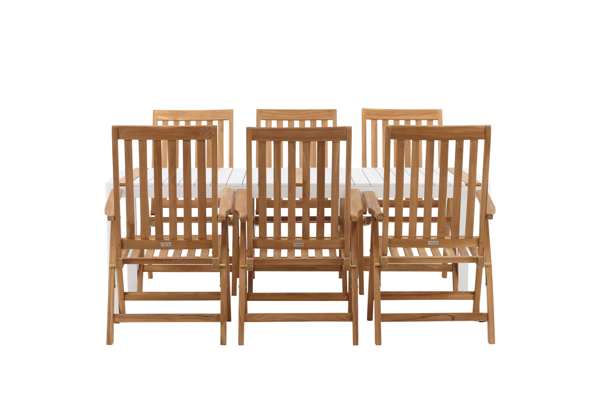 Venture Home Togo - spisebord- White / Teak - Allu / Teak - 200*100 _1+ Kenya 5-position Folding stol - Teak _6
