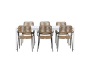Venture Home Togo - spisebord- White / Teak - Allu / Teak - 200*100 _1+ Lindos - Armchair - Black Alu / Latte Rope _6