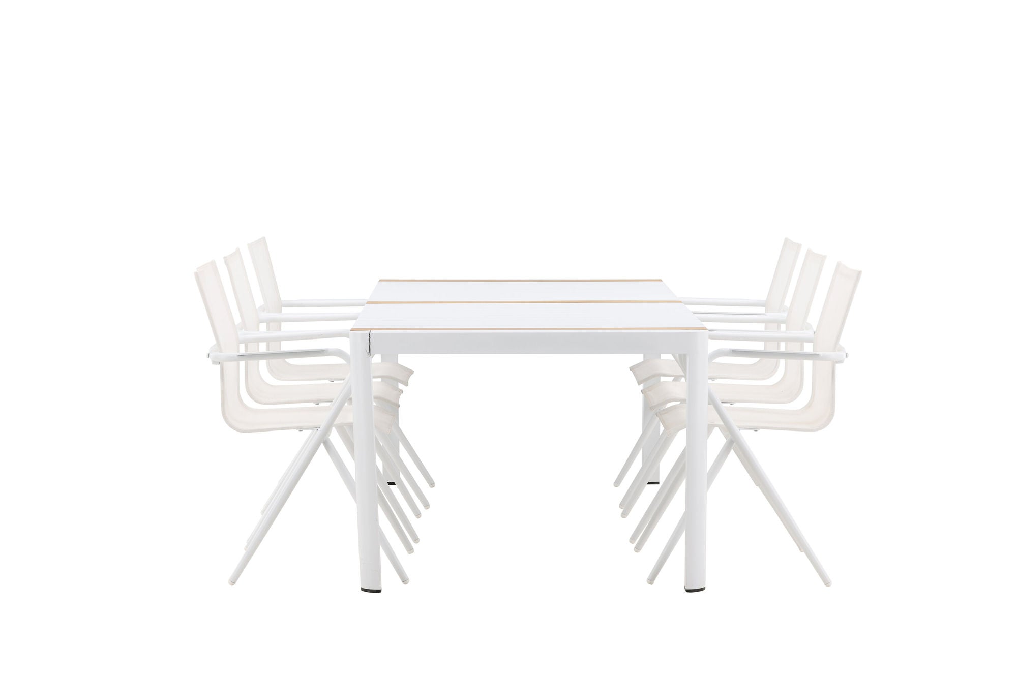 Venture Home Togo - spisebord- White / Teak - Allu / Teak - 200*100 _1+ Alina Spisebordsstol - white Alu / White Textilene _6