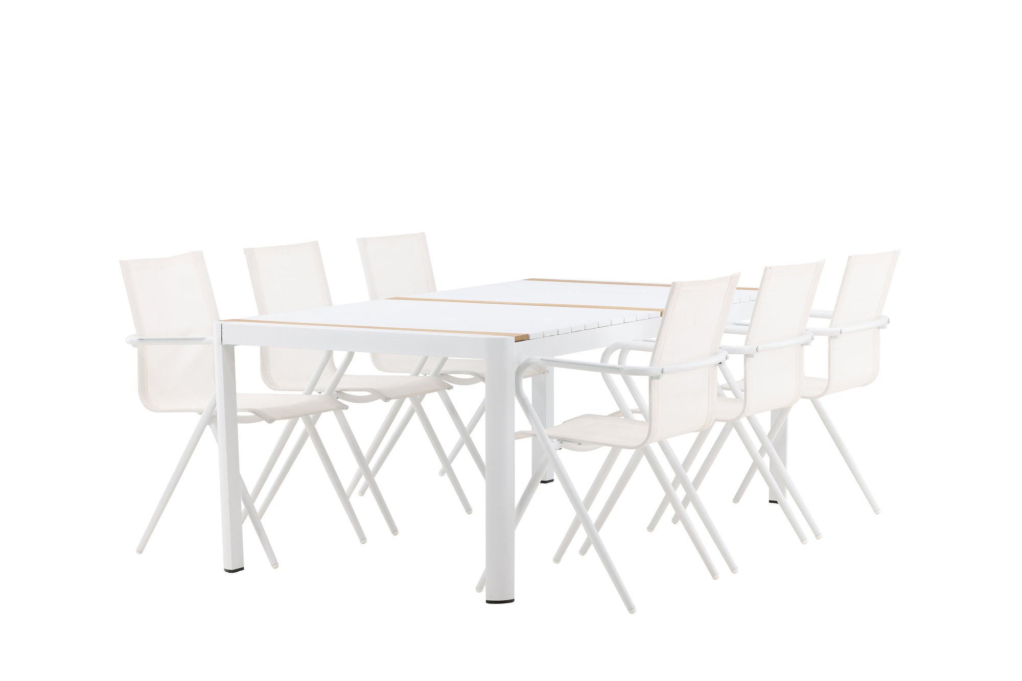 Venture Home Togo - spisebord- White / Teak - Allu / Teak - 200*100 _1+ Alina Spisebordsstol - white Alu / White Textilene _6