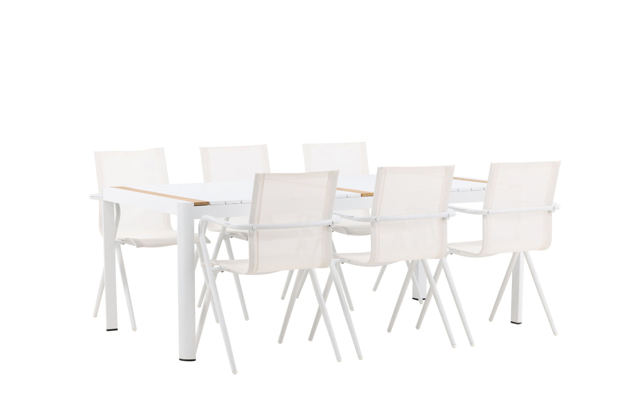 Venture Home Togo - spisebord- White / Teak - Allu / Teak - 200*100 _1+ Alina Spisebordsstol - white Alu / White Textilene _6