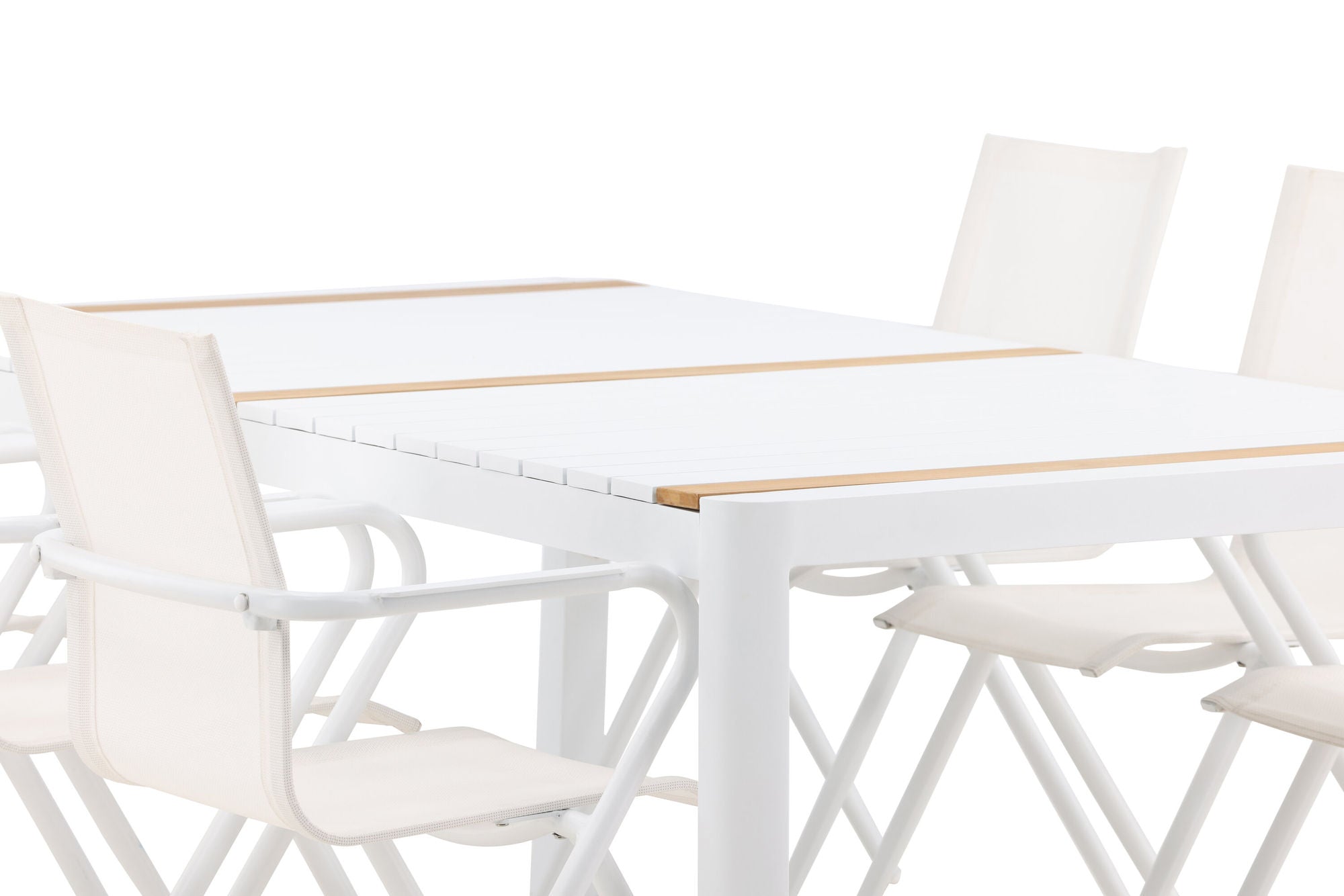 Venture Home Togo - spisebord- White / Teak - Allu / Teak - 200*100 _1+ Alina Spisebordsstol - white Alu / White Textilene _6