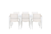 Venture Home Togo - spisebord- White / Teak - Allu / Teak - 200*100 _1+ Alina Spisebordsstol - white Alu / White Textilene _6