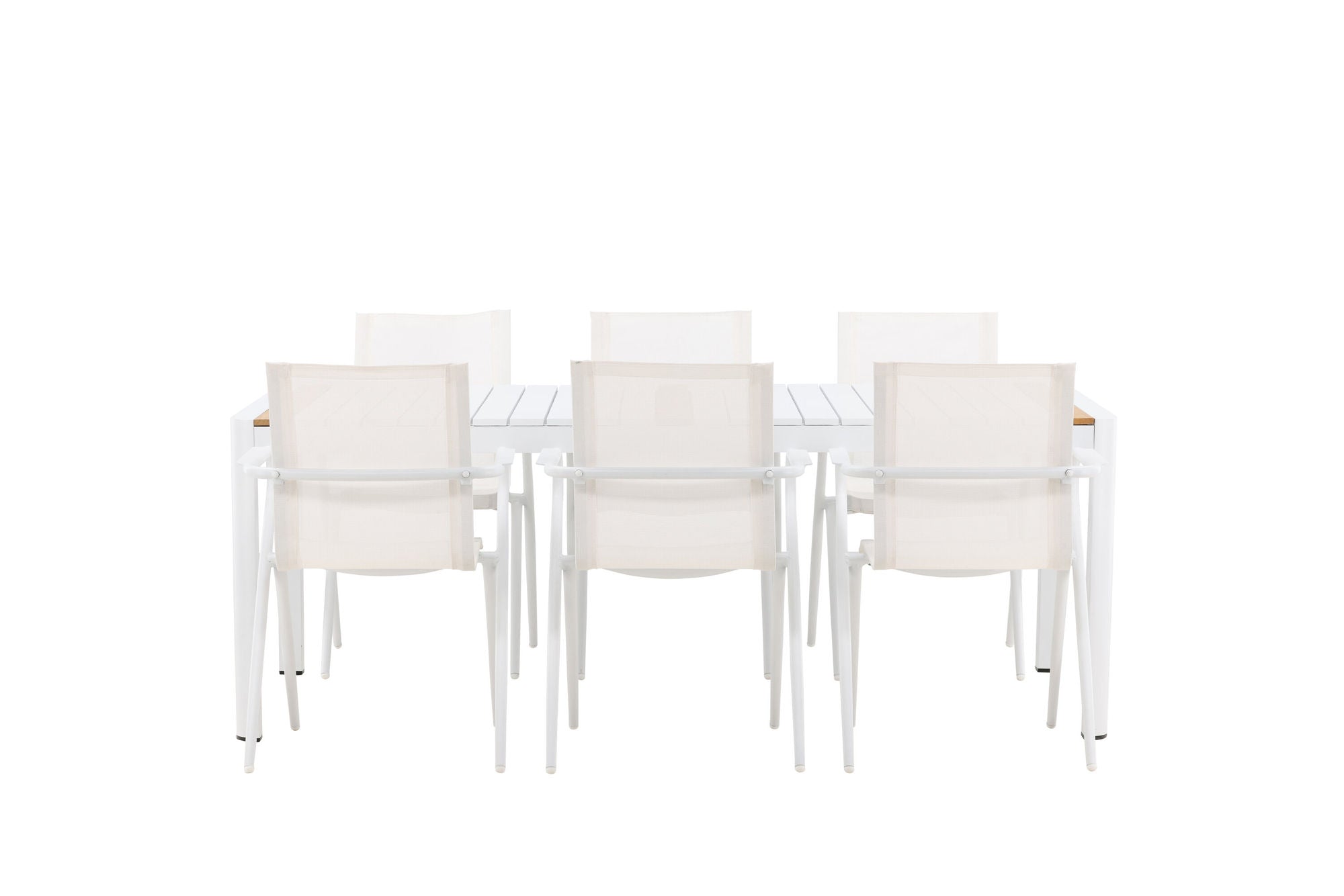 Venture Home Togo - spisebord- White / Teak - Allu / Teak - 200*100 _1+ Alina Spisebordsstol - white Alu / White Textilene _6