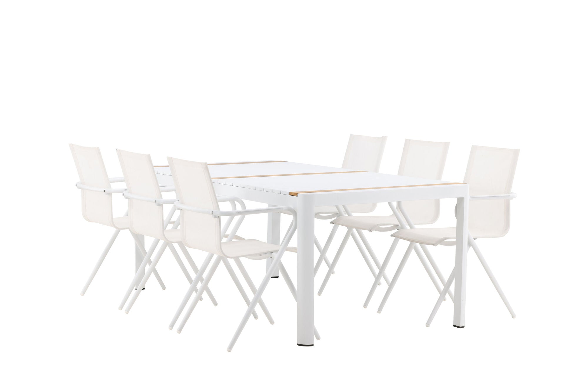 Venture Home Togo - spisebord- White / Teak - Allu / Teak - 200*100 _1+ Alina Spisebordsstol - white Alu / White Textilene _6