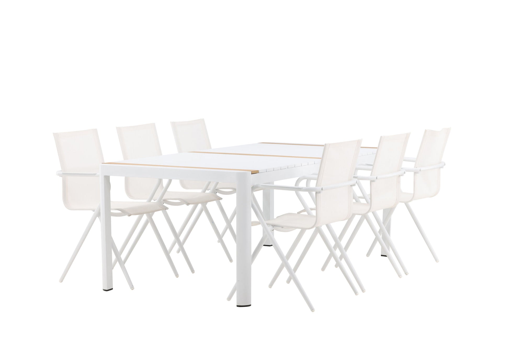 Venture Home Togo - spisebord- White / Teak - Allu / Teak - 200*100 _1+ Alina Spisebordsstol - white Alu / White Textilene _6