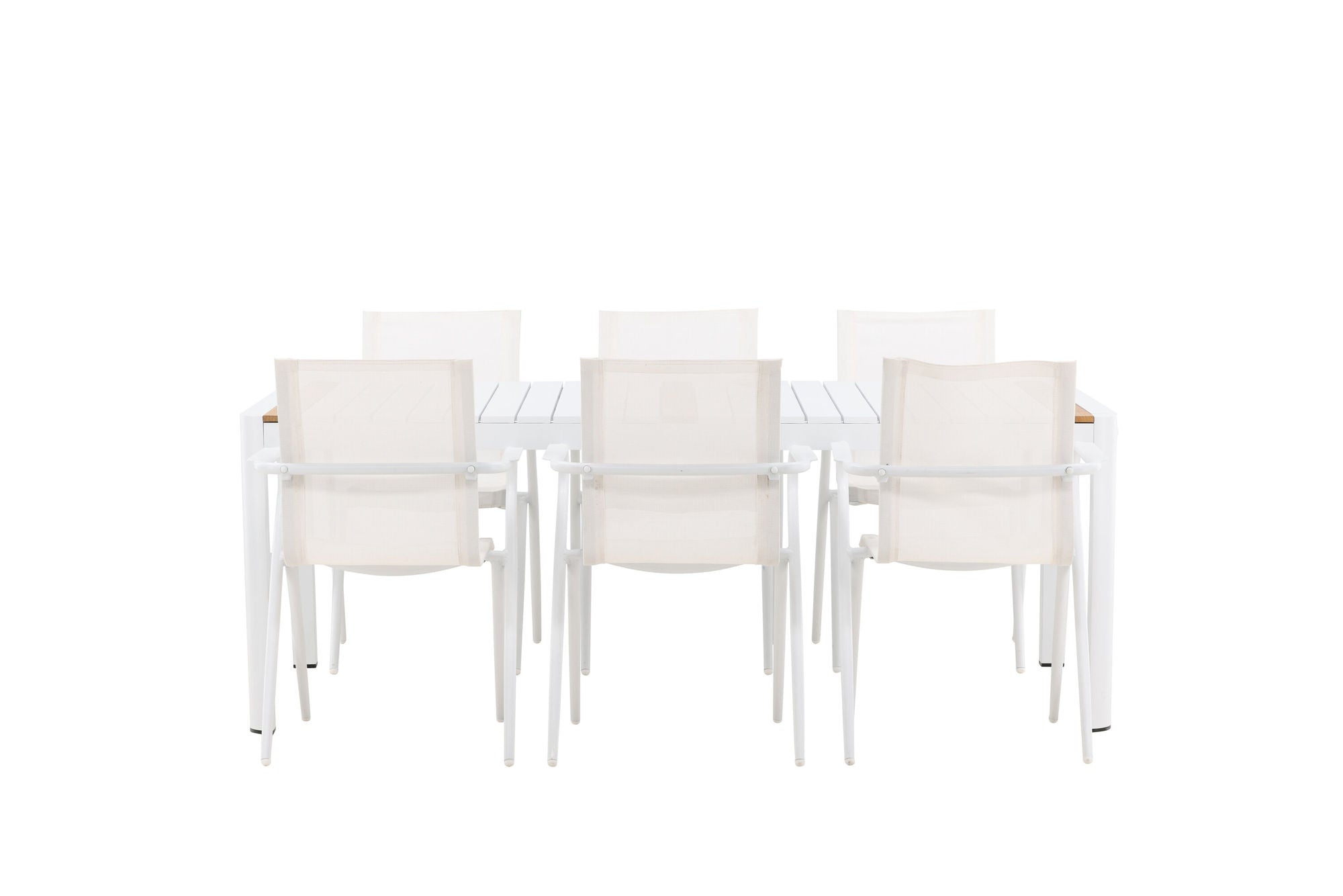 Venture Home Togo - spisebord- White / Teak - Allu / Teak - 200*100 _1+ Alina Spisebordsstol - white Alu / White Textilene _6