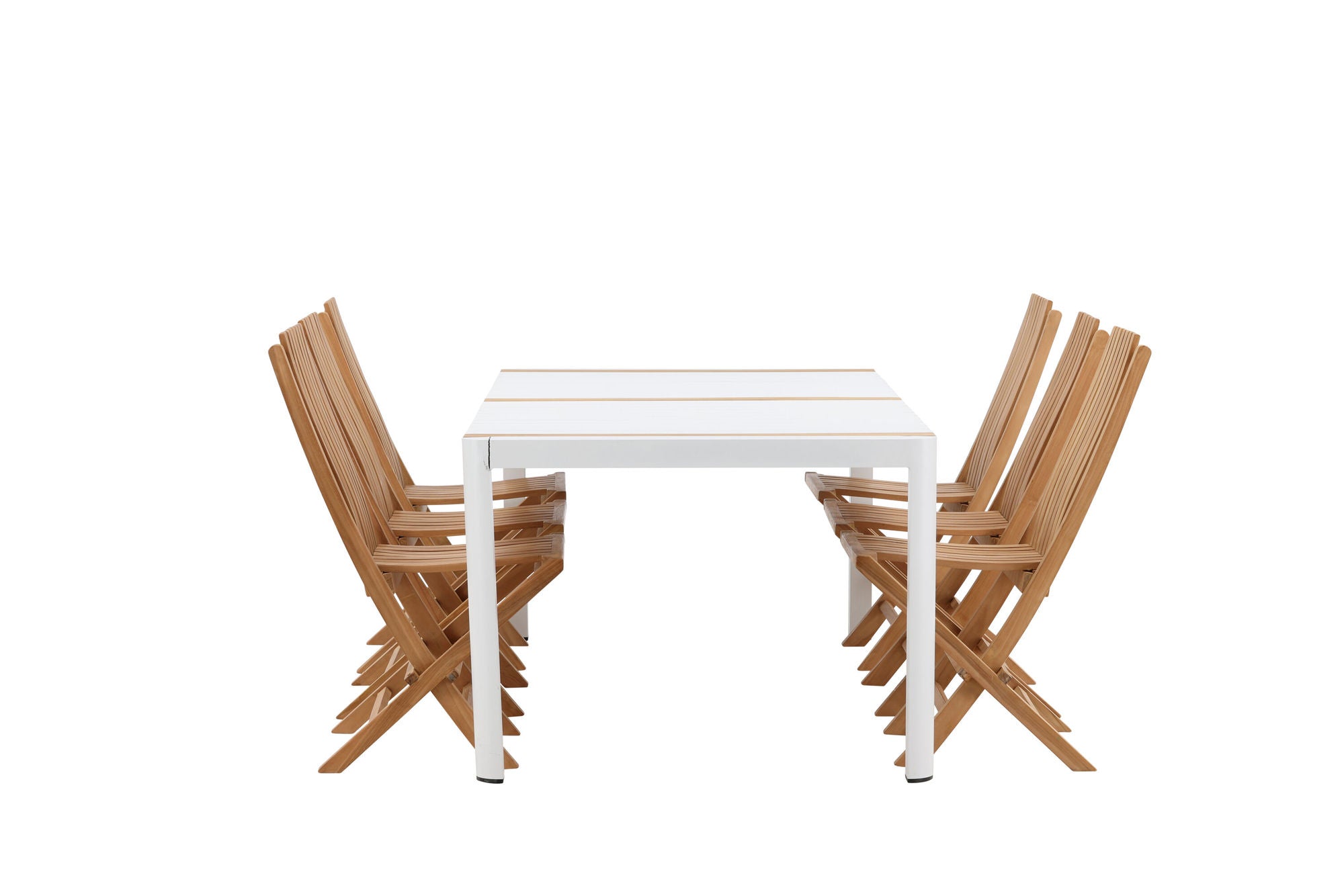 Venture Home Togo - spisebord- White / Teak - Allu / Teak - 200*100 _1+ Ghana - Folding stol- Natural - Teak - _6