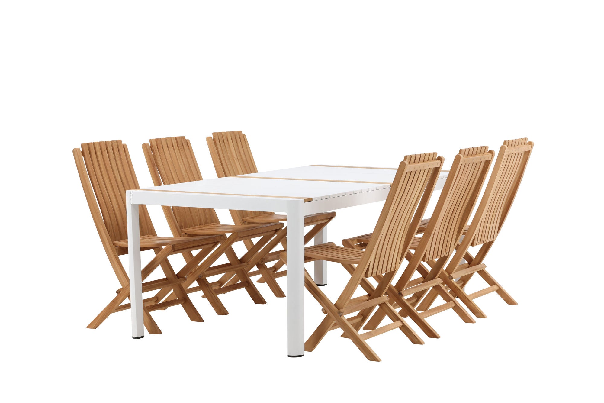 Venture Home Togo - spisebord- White / Teak - Allu / Teak - 200*100 _1+ Ghana - Folding stol- Natural - Teak - _6