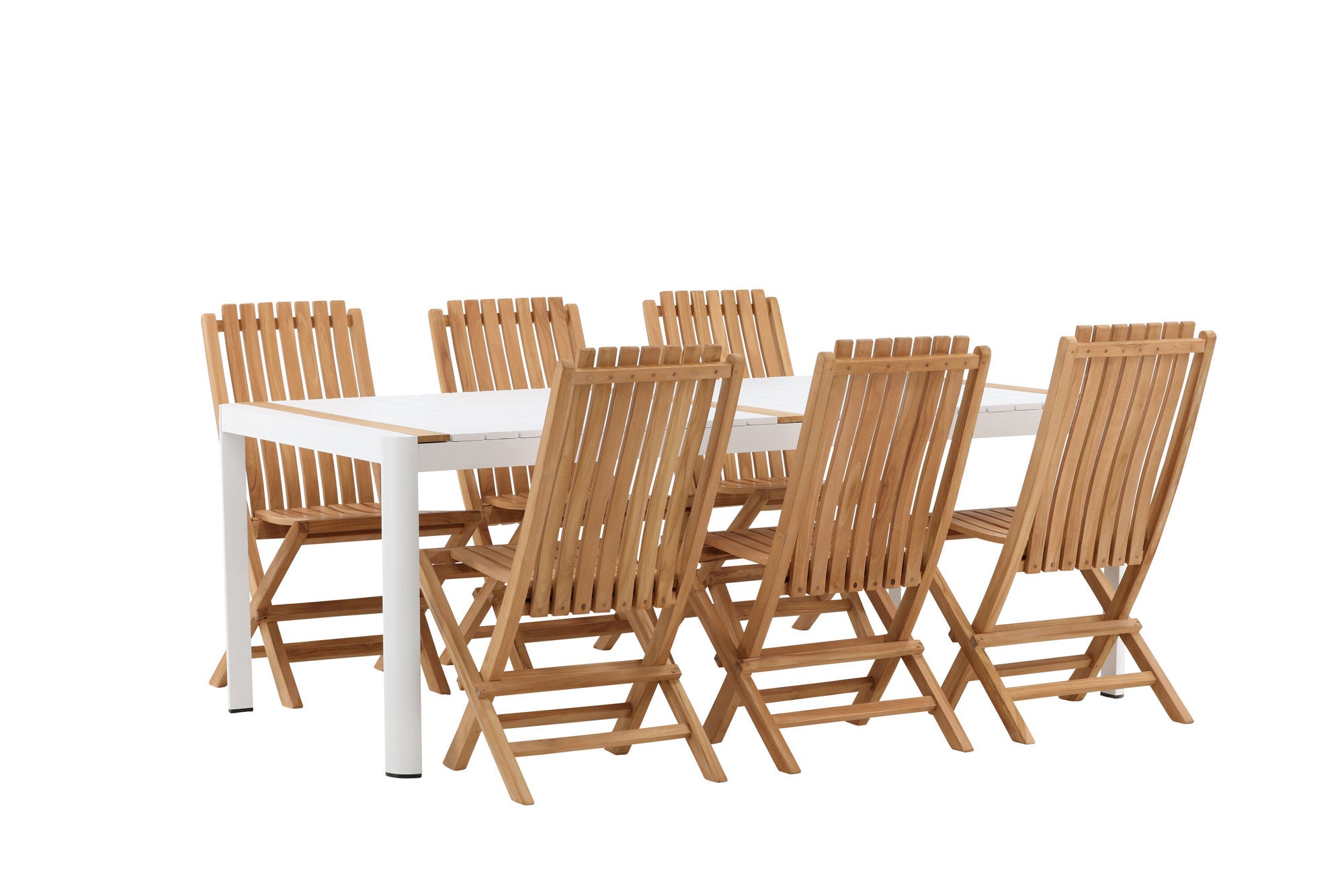 Venture Home Togo - spisebord- White / Teak - Allu / Teak - 200*100 _1+ Ghana - Folding stol- Natural - Teak - _6
