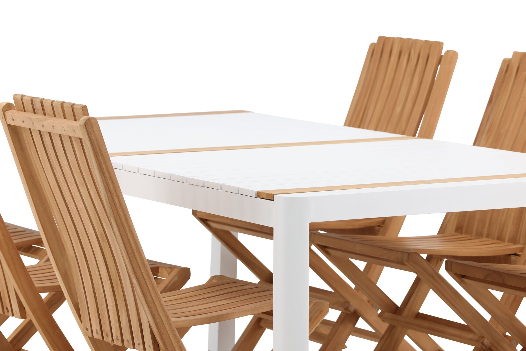 Venture Home Togo - spisebord- White / Teak - Allu / Teak - 200*100 _1+ Ghana - Folding stol- Natural - Teak - _6
