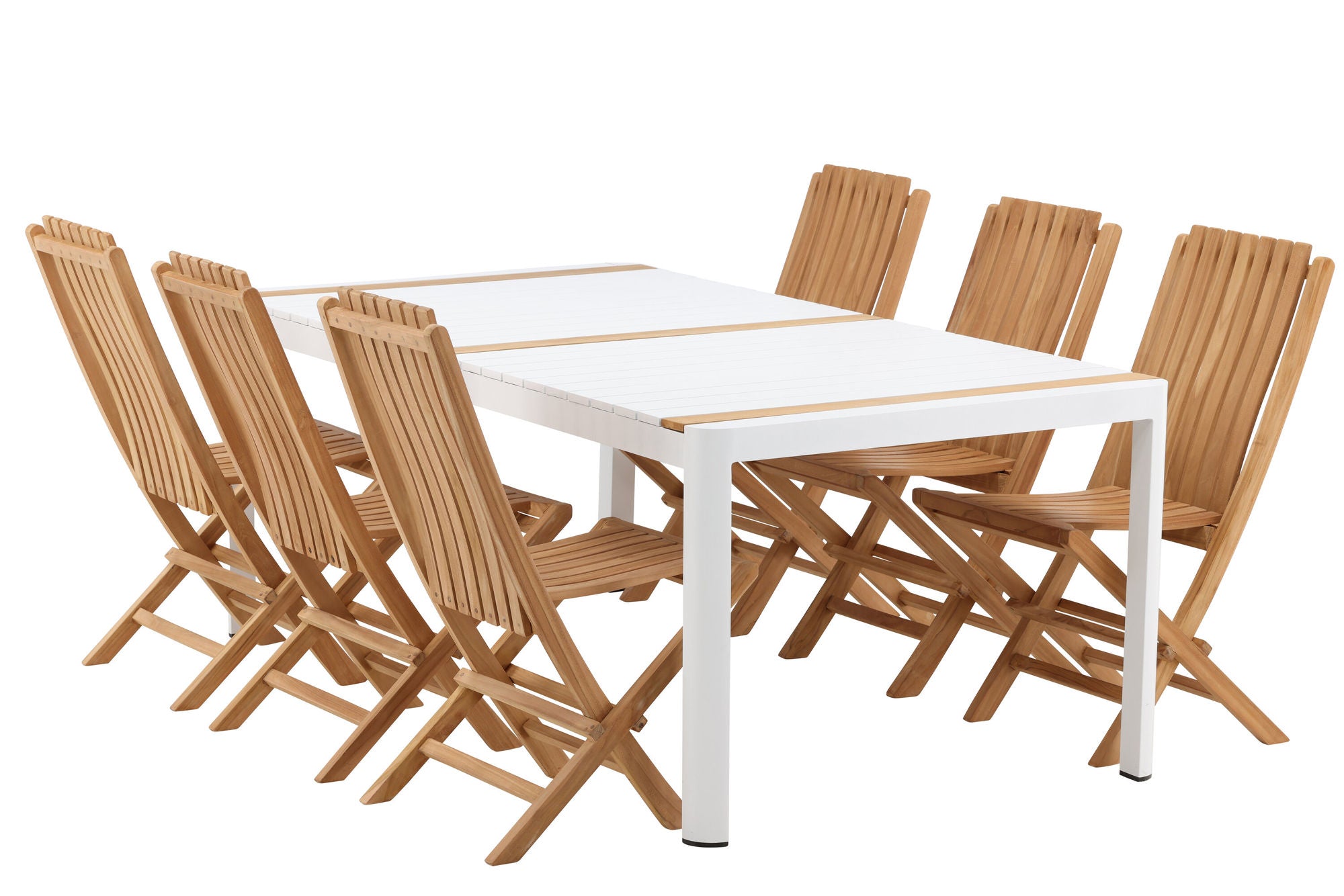 Venture Home Togo - spisebord- White / Teak - Allu / Teak - 200*100 _1+ Ghana - Folding stol- Natural - Teak - _6