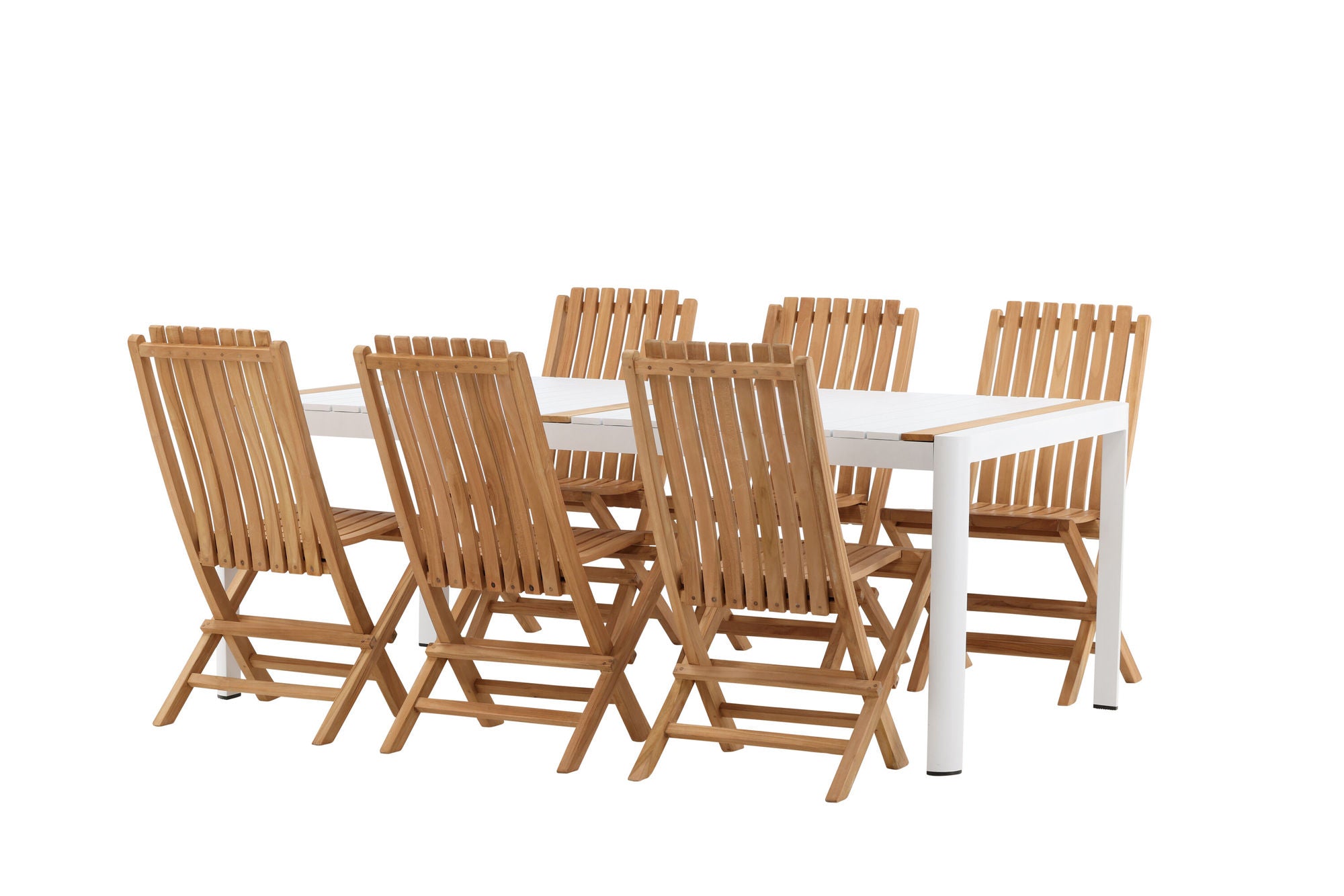 Venture Home Togo - spisebord- White / Teak - Allu / Teak - 200*100 _1+ Ghana - Folding stol- Natural - Teak - _6