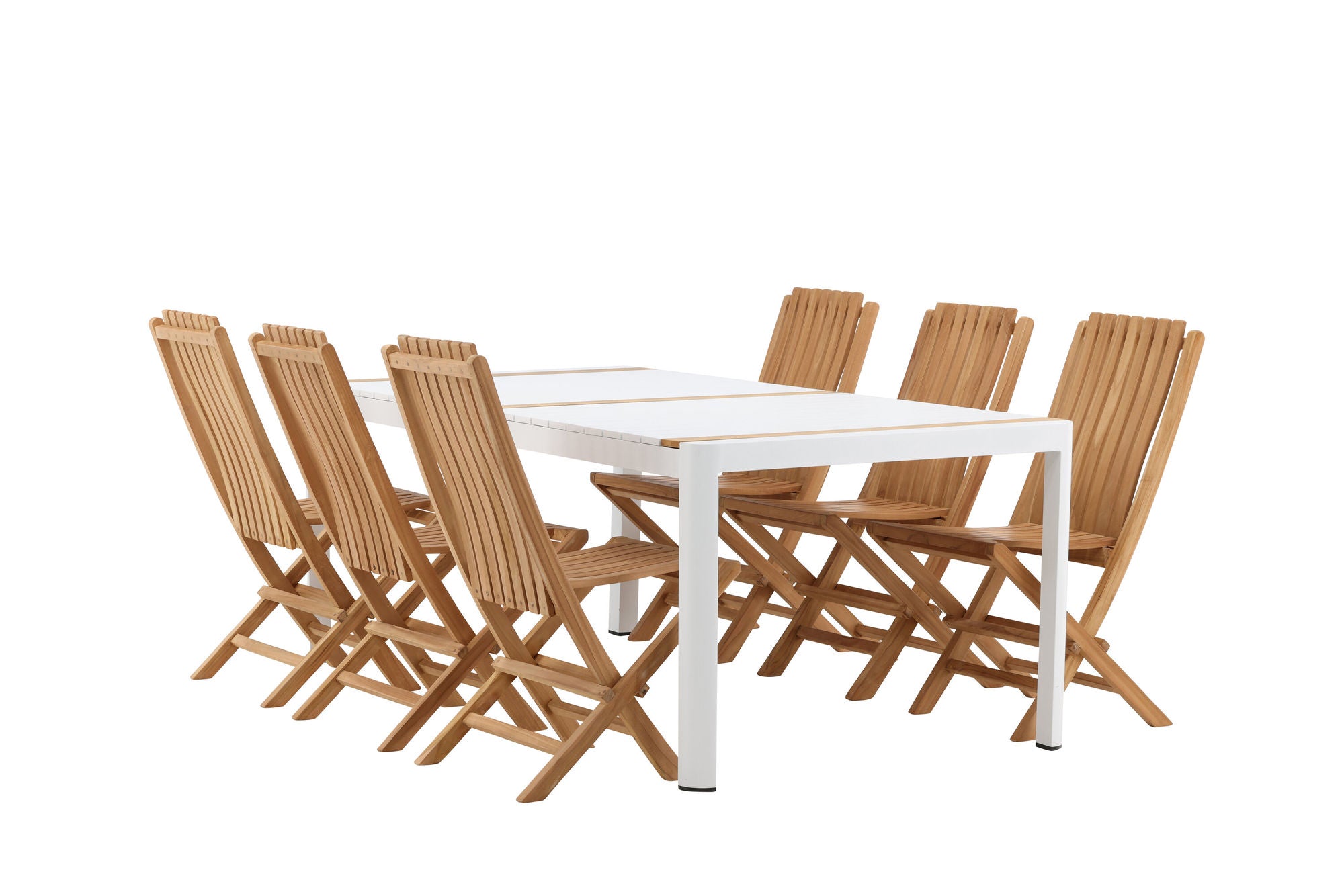Venture Home Togo - spisebord- White / Teak - Allu / Teak - 200*100 _1+ Ghana - Folding stol- Natural - Teak - _6