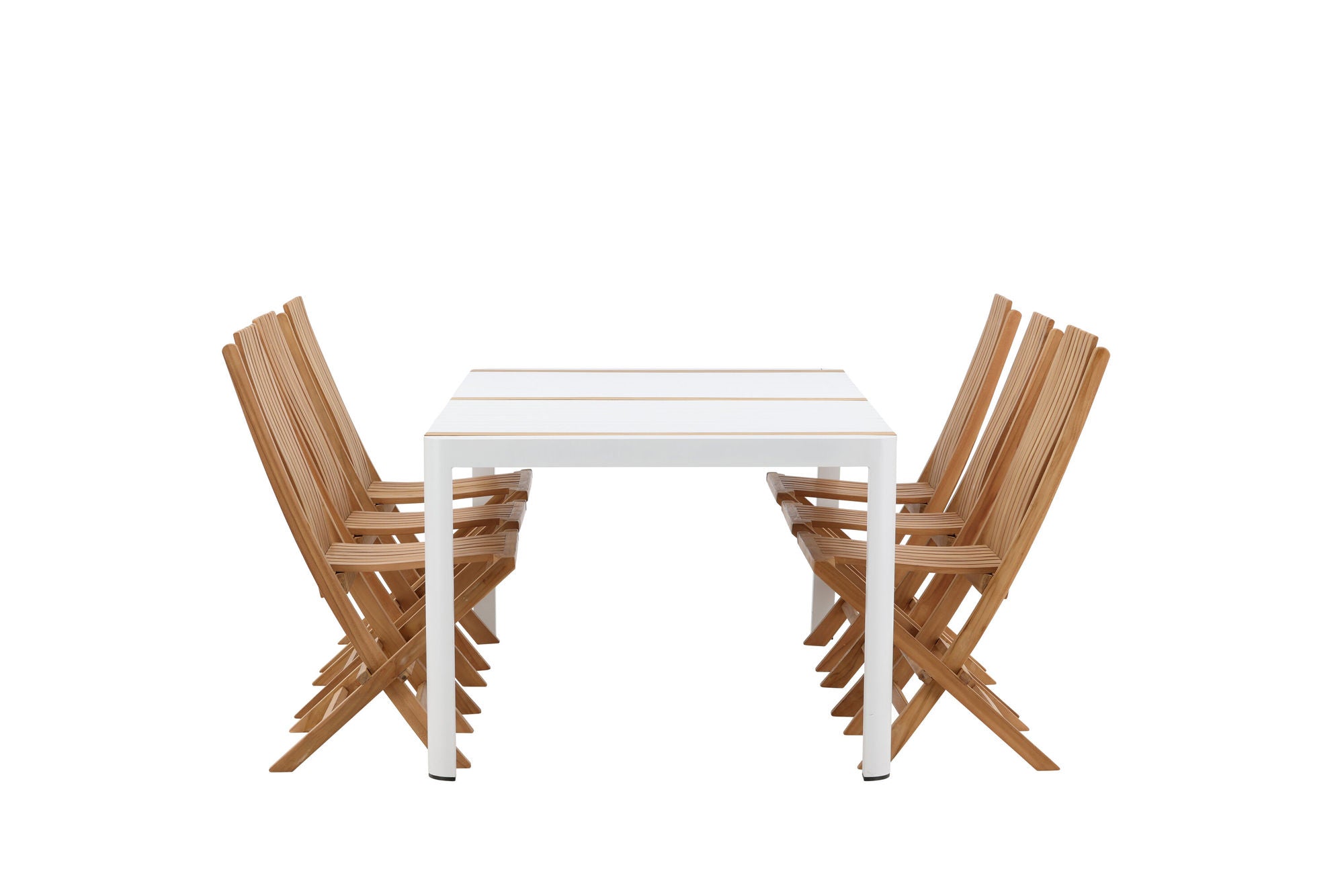 Venture Home Togo - spisebord- White / Teak - Allu / Teak - 200*100 _1+ Ghana - Folding stol- Natural - Teak - _6
