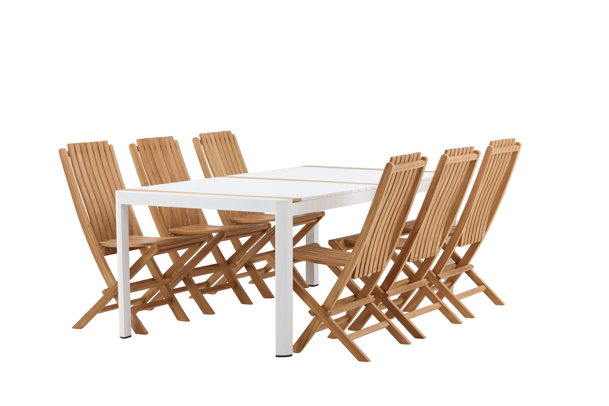 Venture Home Togo - spisebord- White / Teak - Allu / Teak - 200*100 _1+ Ghana - Folding stol- Natural - Teak - _6
