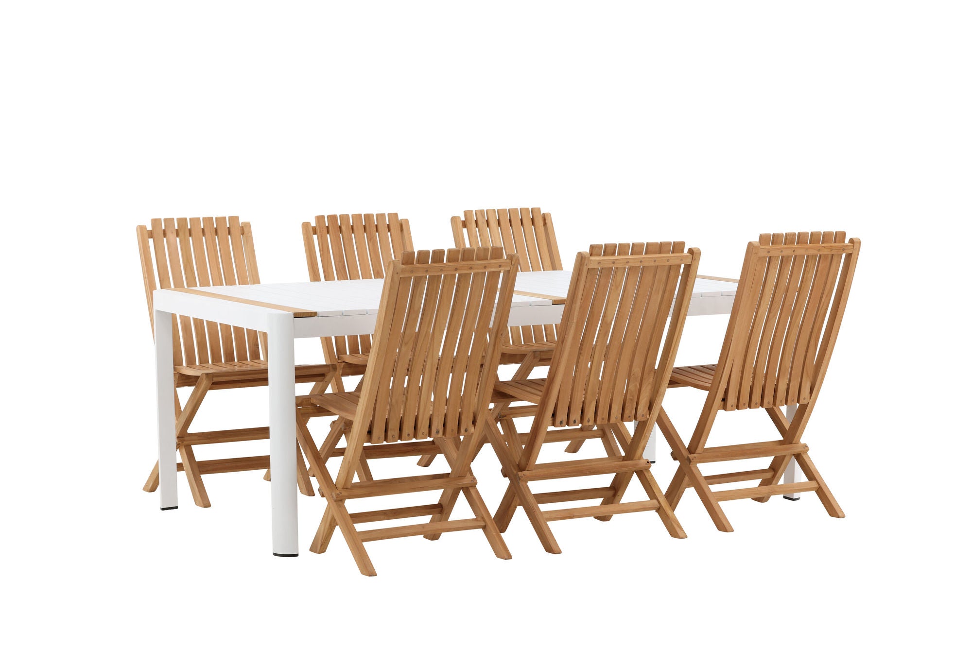 Venture Home Togo - spisebord- White / Teak - Allu / Teak - 200*100 _1+ Ghana - Folding stol- Natural - Teak - _6