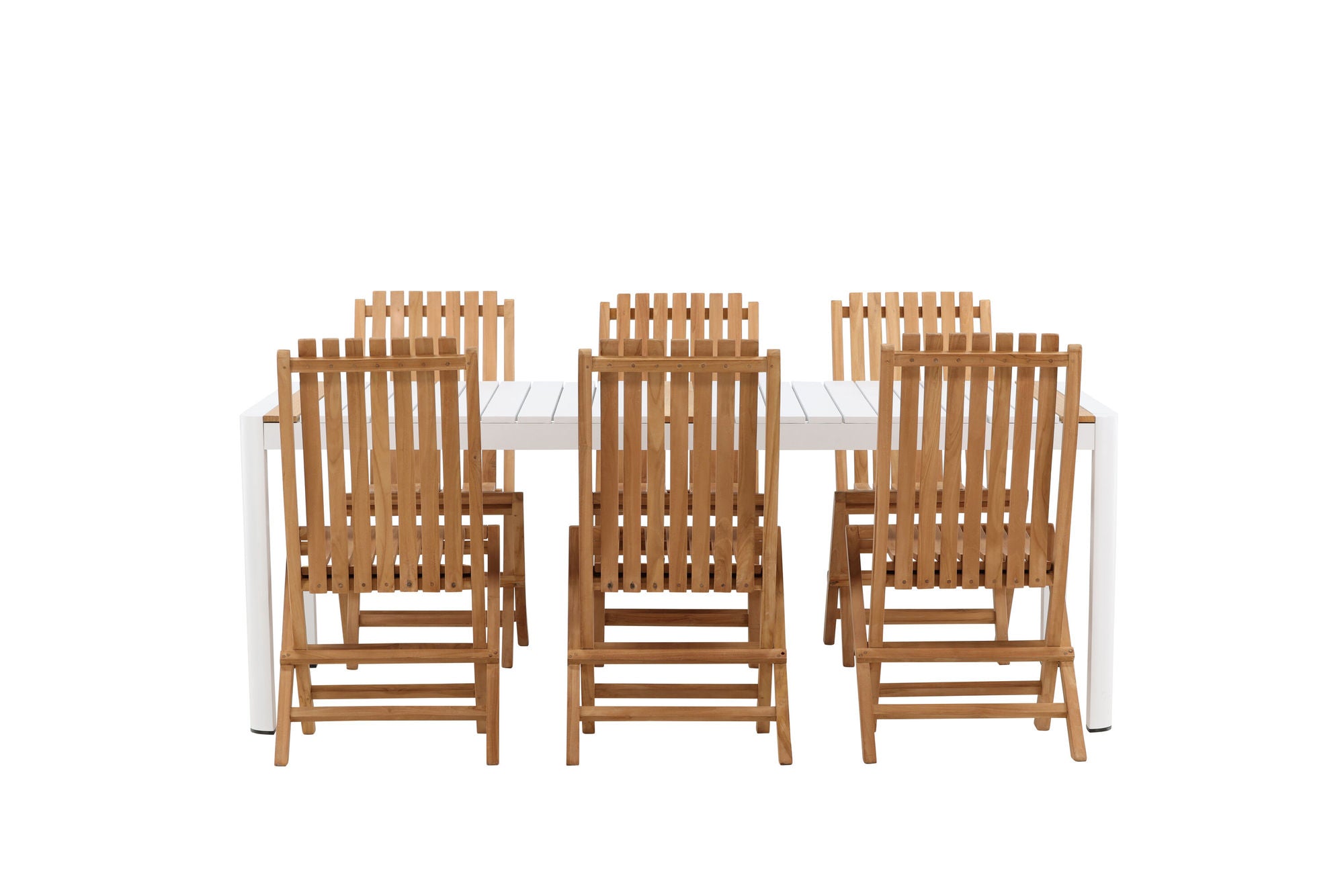 Venture Home Togo - spisebord- White / Teak - Allu / Teak - 200*100 _1+ Ghana - Folding stol- Natural - Teak - _6