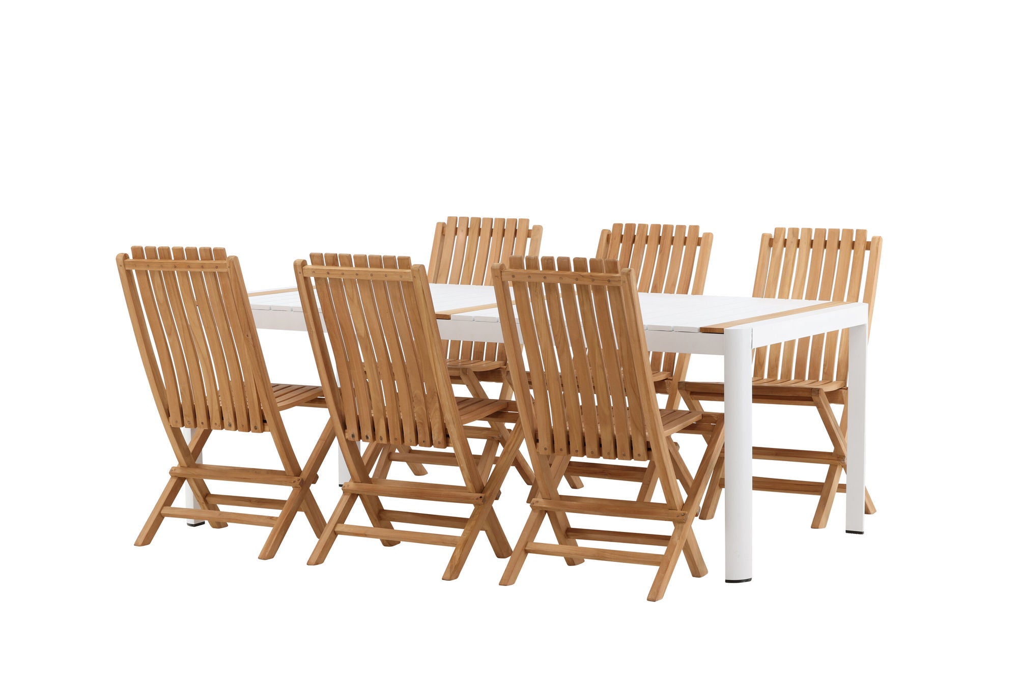 Venture Home Togo - spisebord- White / Teak - Allu / Teak - 200*100 _1+ Ghana - Folding stol- Natural - Teak - _6