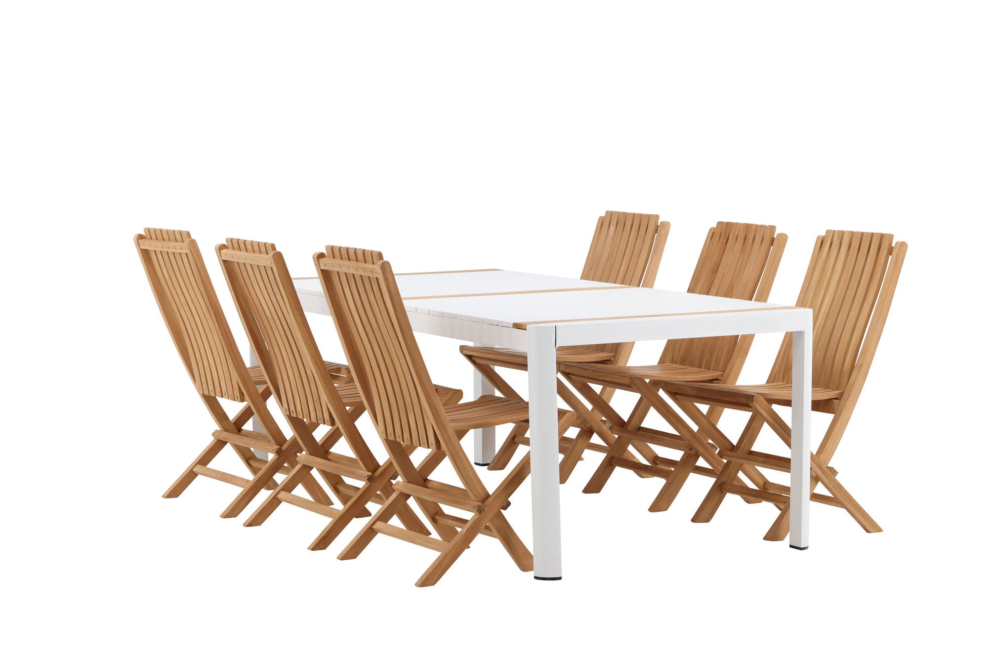 Venture Home Togo - spisebord- White / Teak - Allu / Teak - 200*100 _1+ Ghana - Folding stol- Natural - Teak - _6