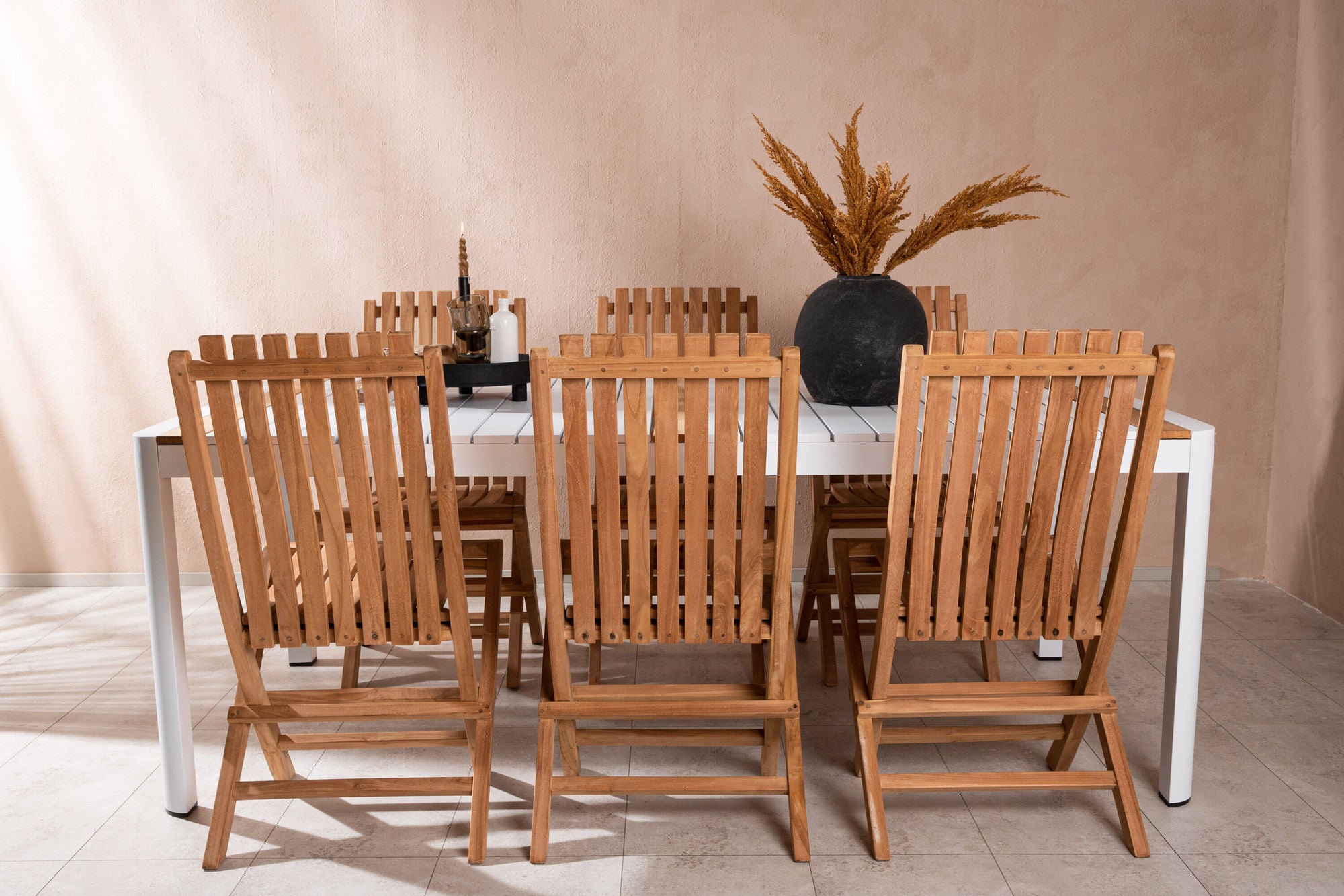 Venture Home Togo - spisebord- White / Teak - Allu / Teak - 200*100 _1+ Ghana - Folding stol- Natural - Teak - _6