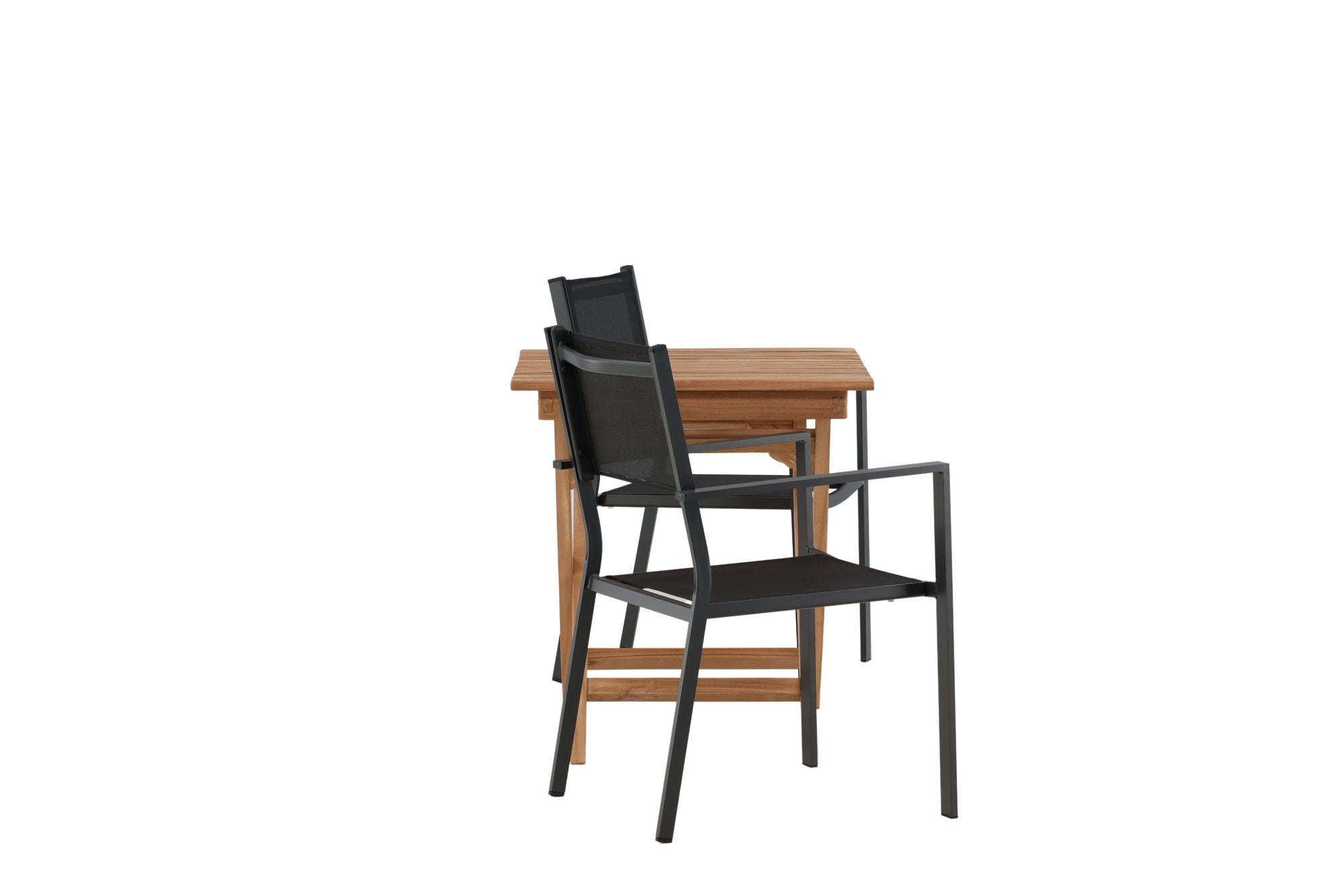Venture Home Ghana - Folding bord- Natural - Teak - 70*70cm _1+ Copacabana Stacking stol - Black/Black _2