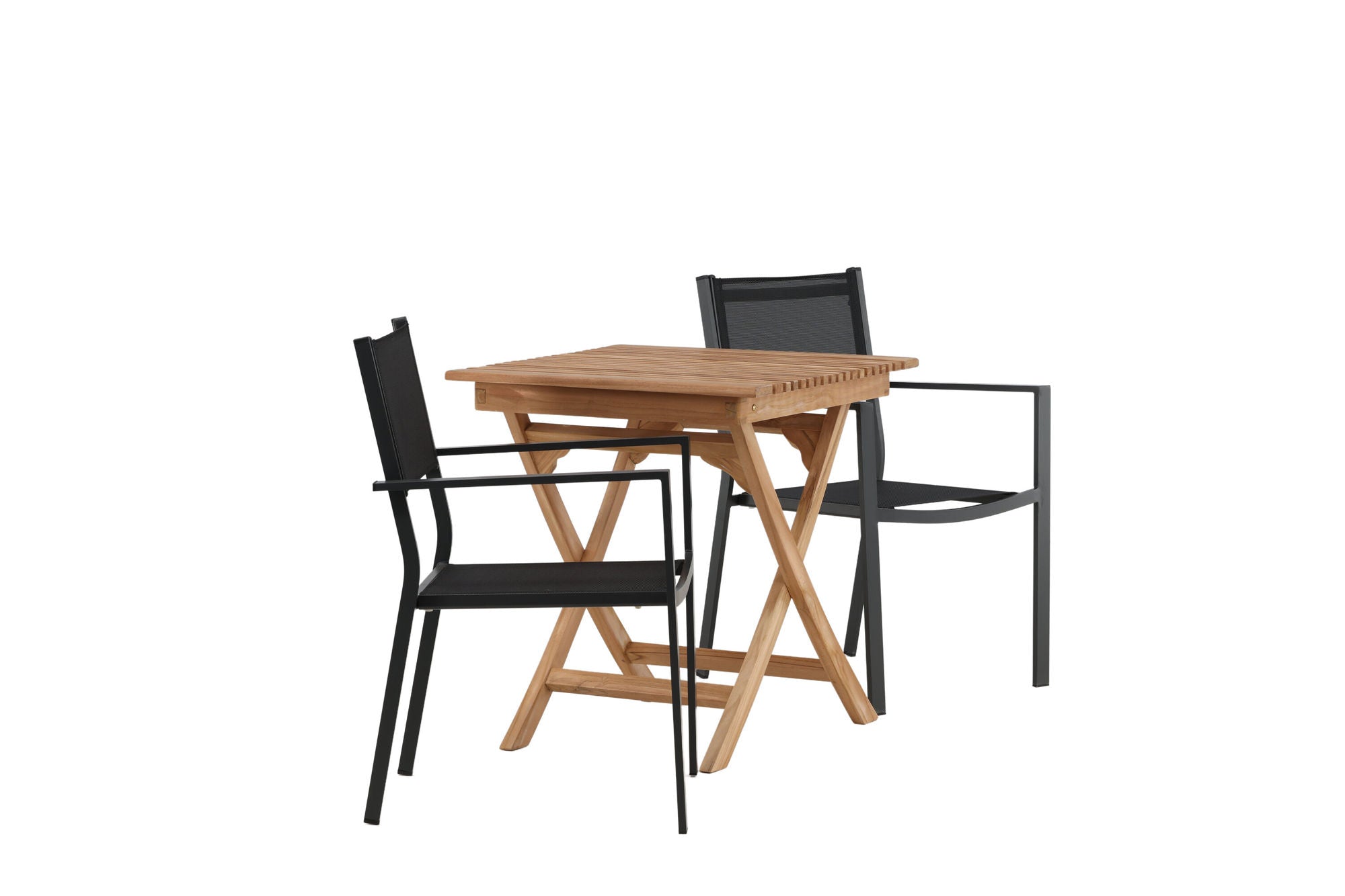 Venture Home Ghana - Folding bord- Natural - Teak - 70*70cm _1+ Copacabana Stacking stol - Black/Black _2