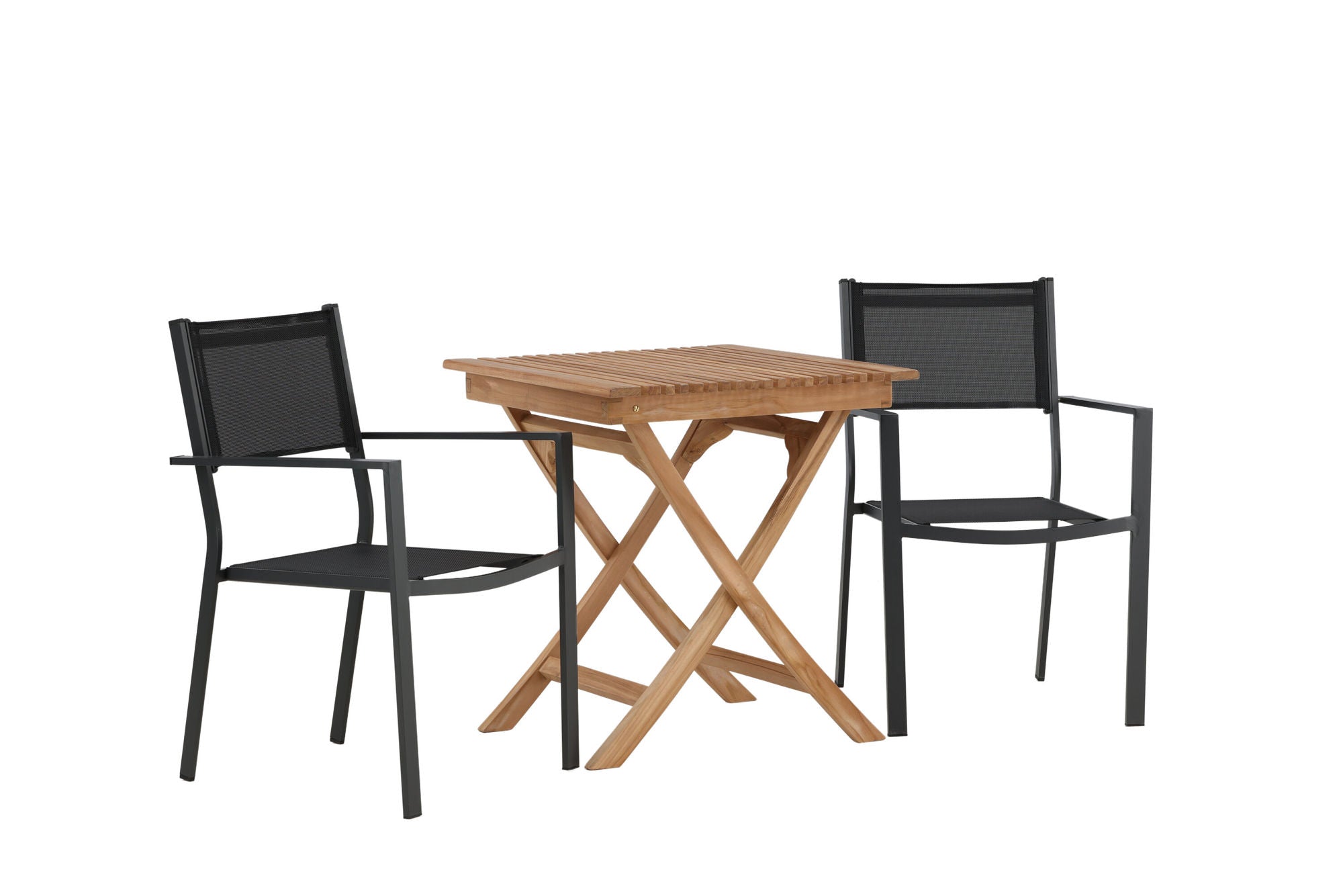 Venture Home Ghana - Folding bord- Natural - Teak - 70*70cm _1+ Copacabana Stacking stol - Black/Black _2